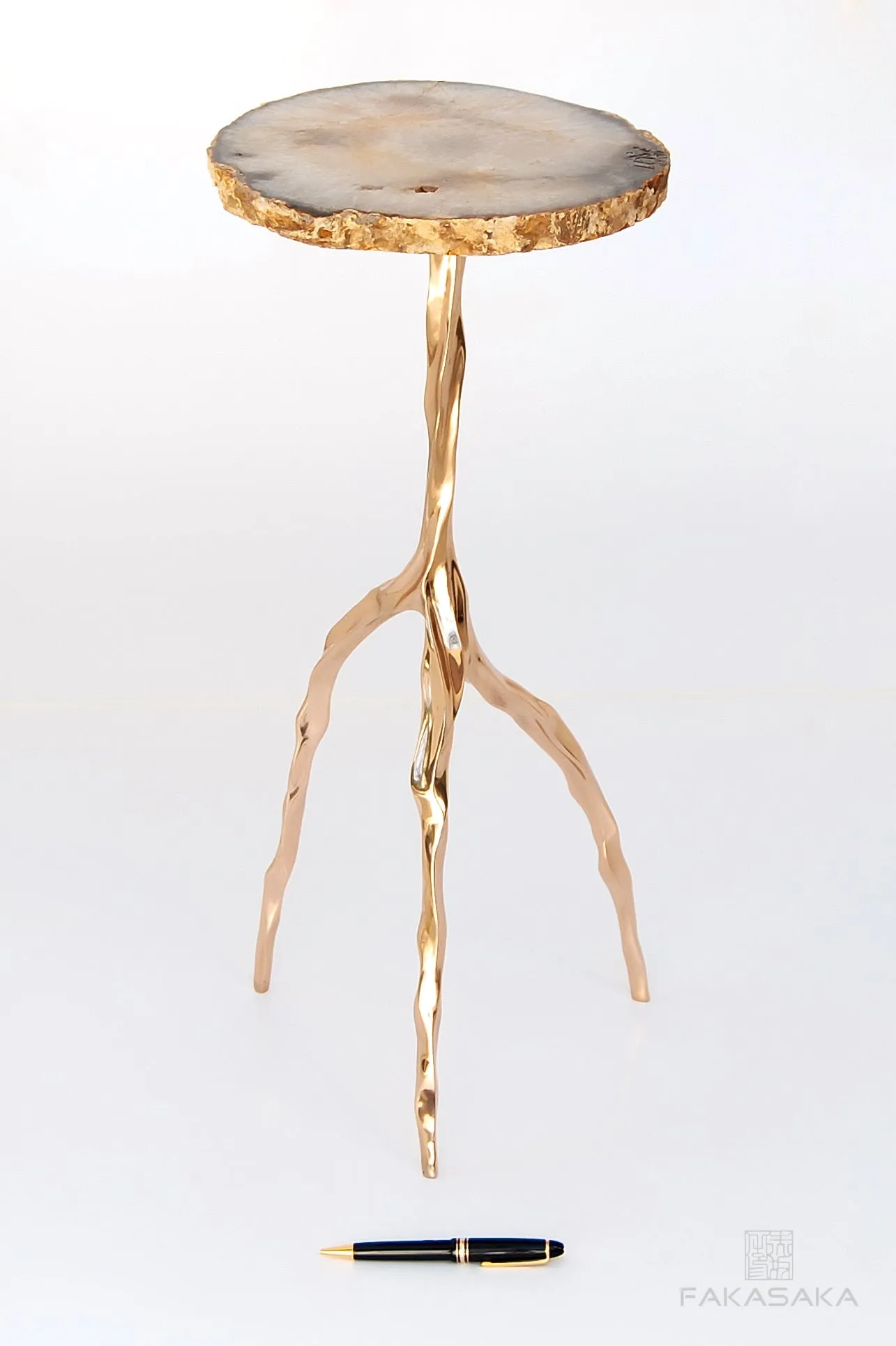 NINA DRINK TABLE<br><br>AGATE<br>POLISHED BRONZE