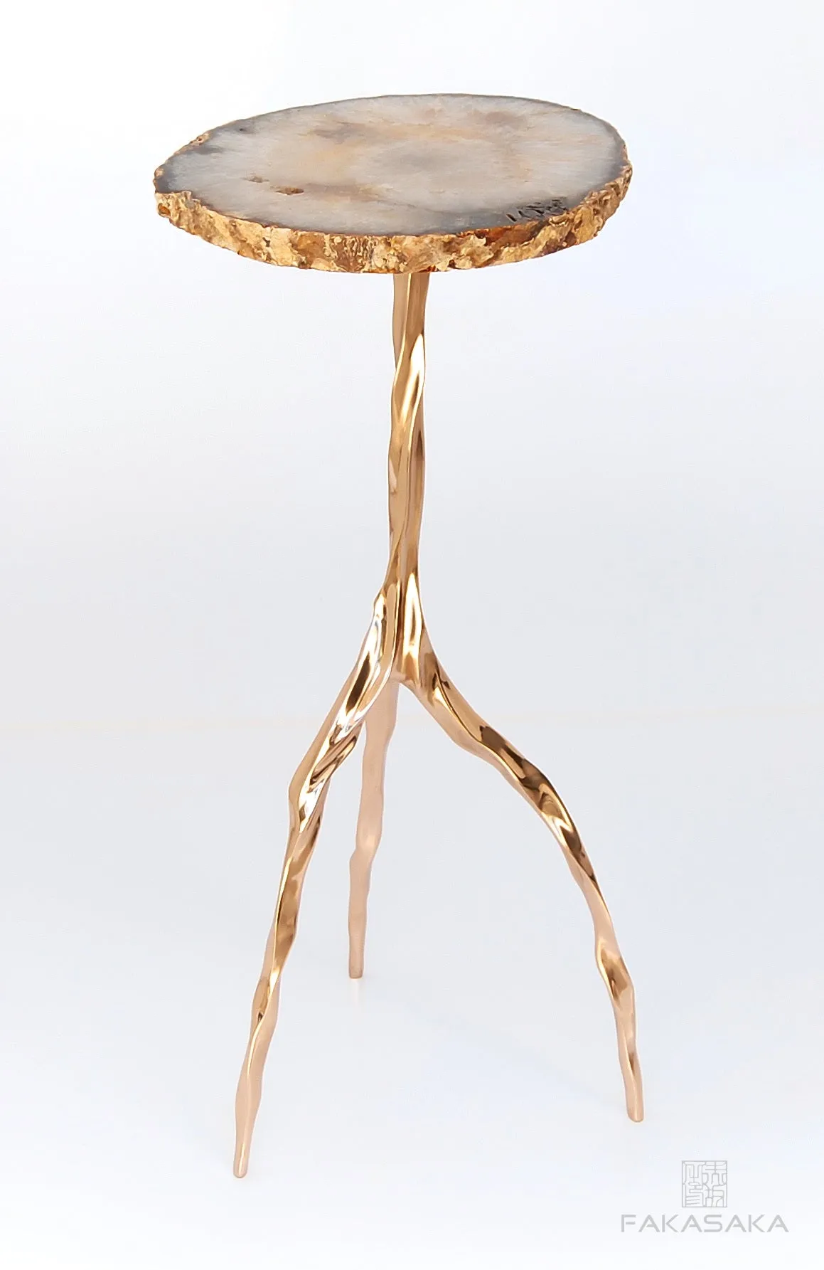 NINA DRINK TABLE<br><br>AGATE<br>POLISHED BRONZE