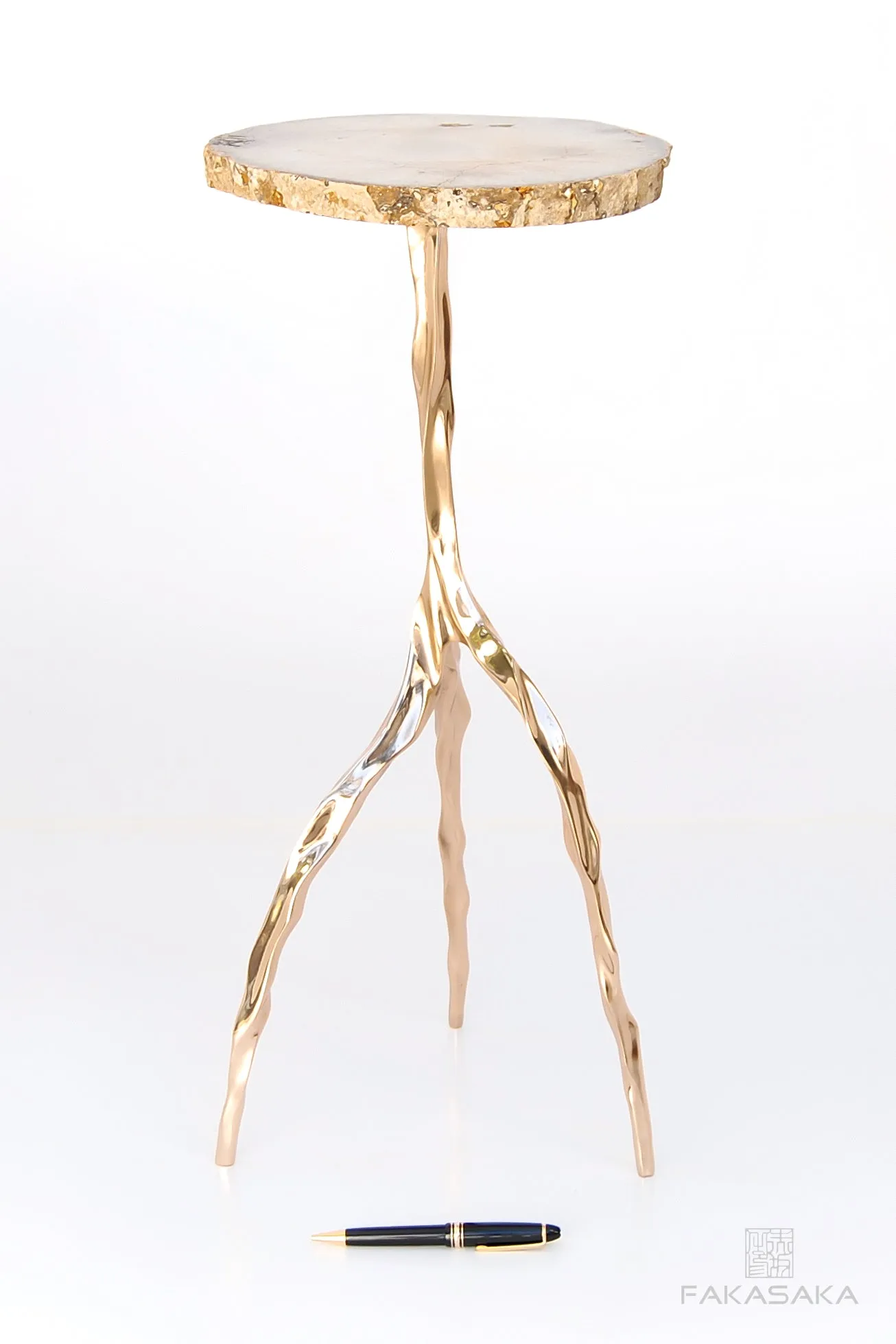 NINA DRINK TABLE<br><br>AGATE<br>POLISHED BRONZE