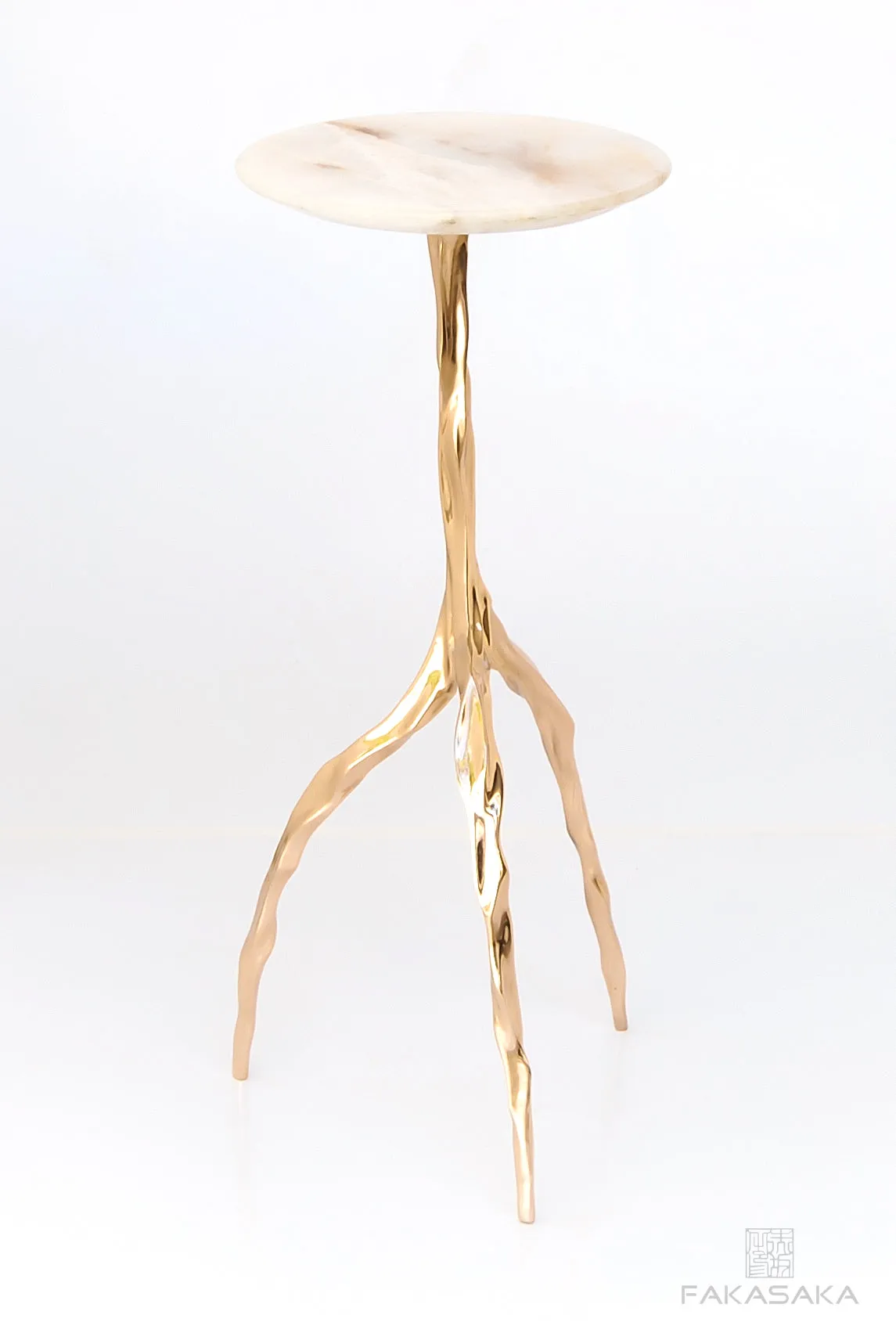 NINA DRINK TABLE<br><br>ONYX<br>POLISHED BRONZE