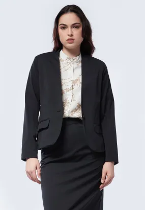 Non Lapel Basic Fitted Blazer