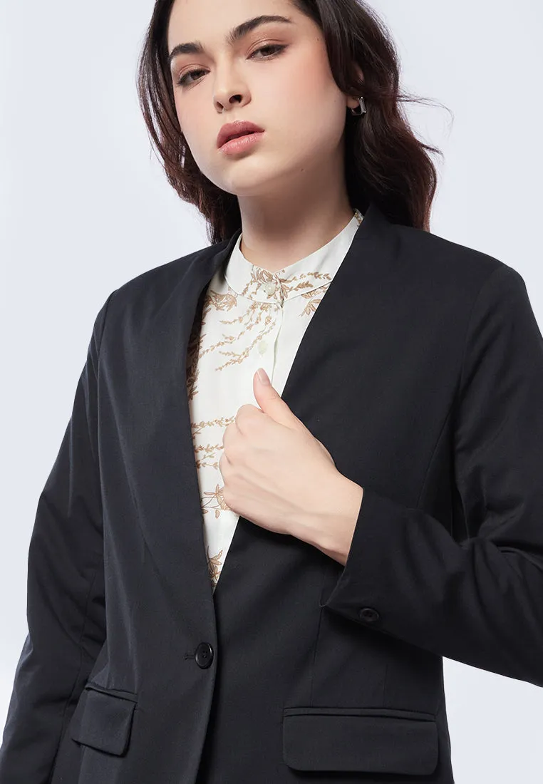 Non Lapel Basic Fitted Blazer