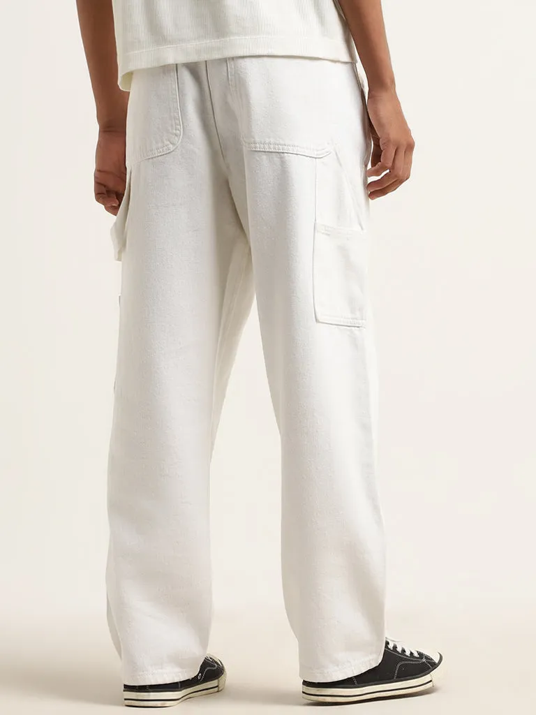 Nuon Off - White Mid - Rise Relaxed - Fit Jeans