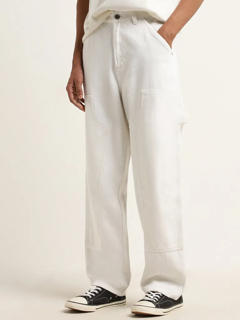 Nuon Off - White Mid - Rise Relaxed - Fit Jeans