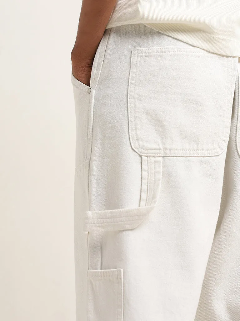 Nuon Off - White Mid - Rise Relaxed - Fit Jeans