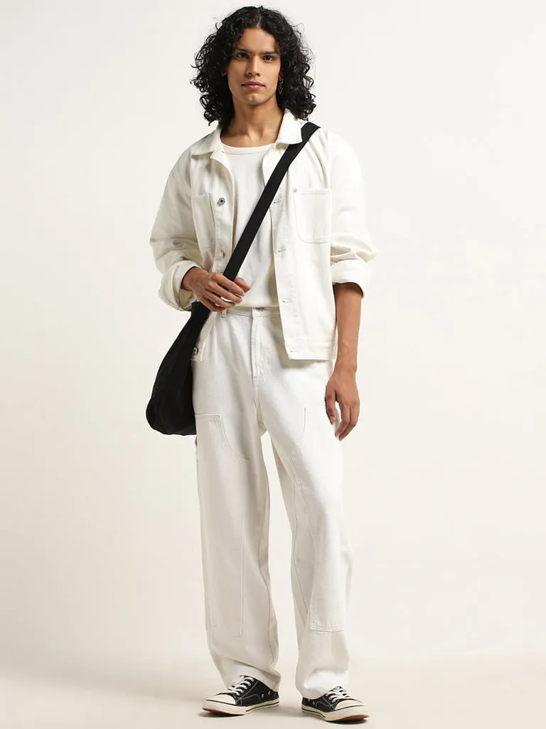 Nuon Off - White Mid - Rise Relaxed - Fit Jeans