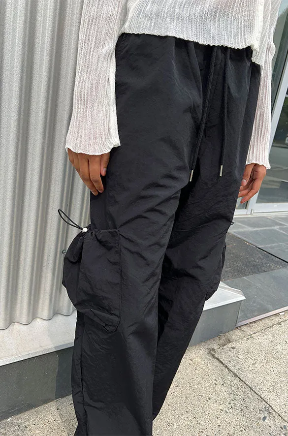 NYLON PANTS WITH RUCHED POCKETS