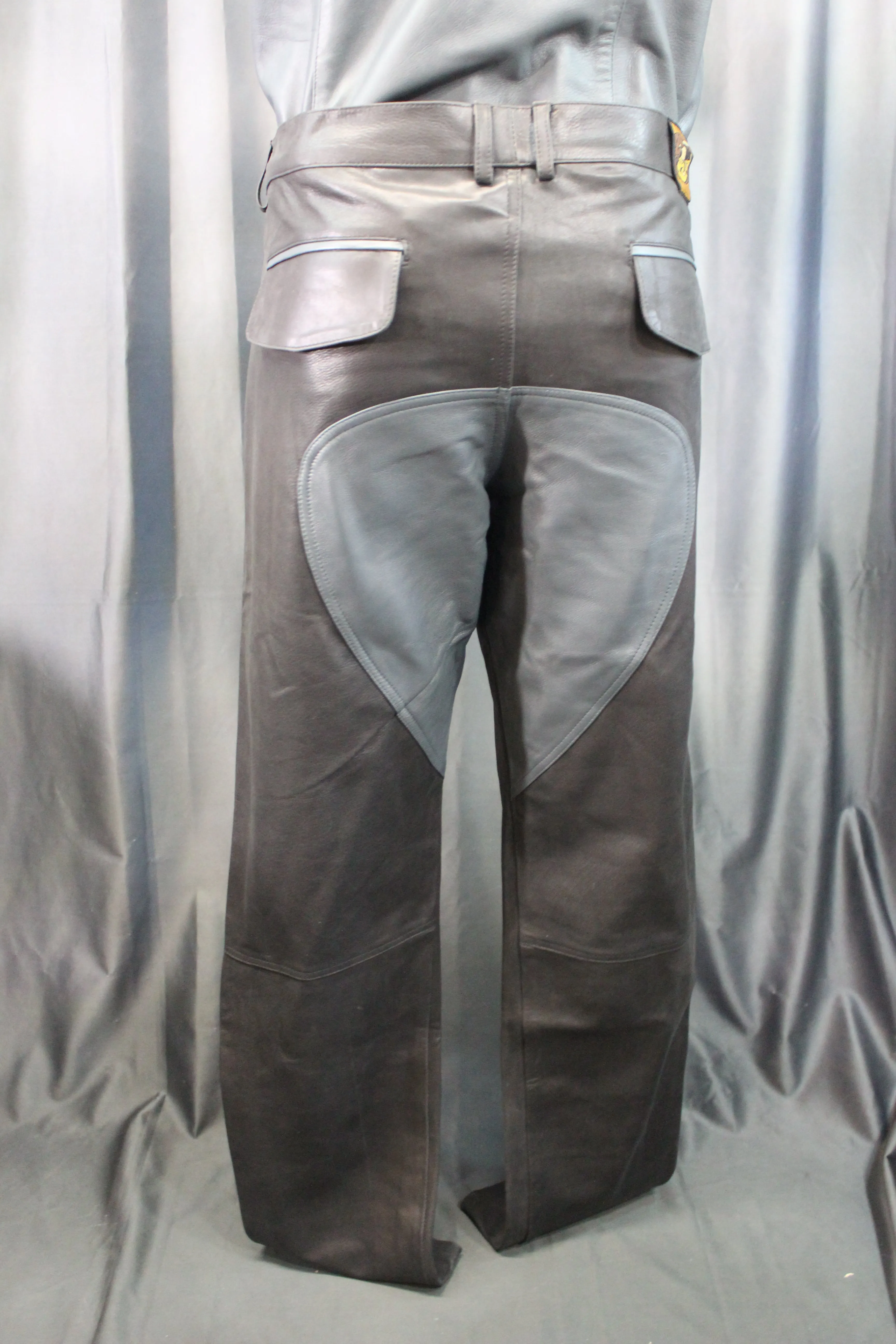 OnF Leather Formal Pants in Black with Grey Highlights