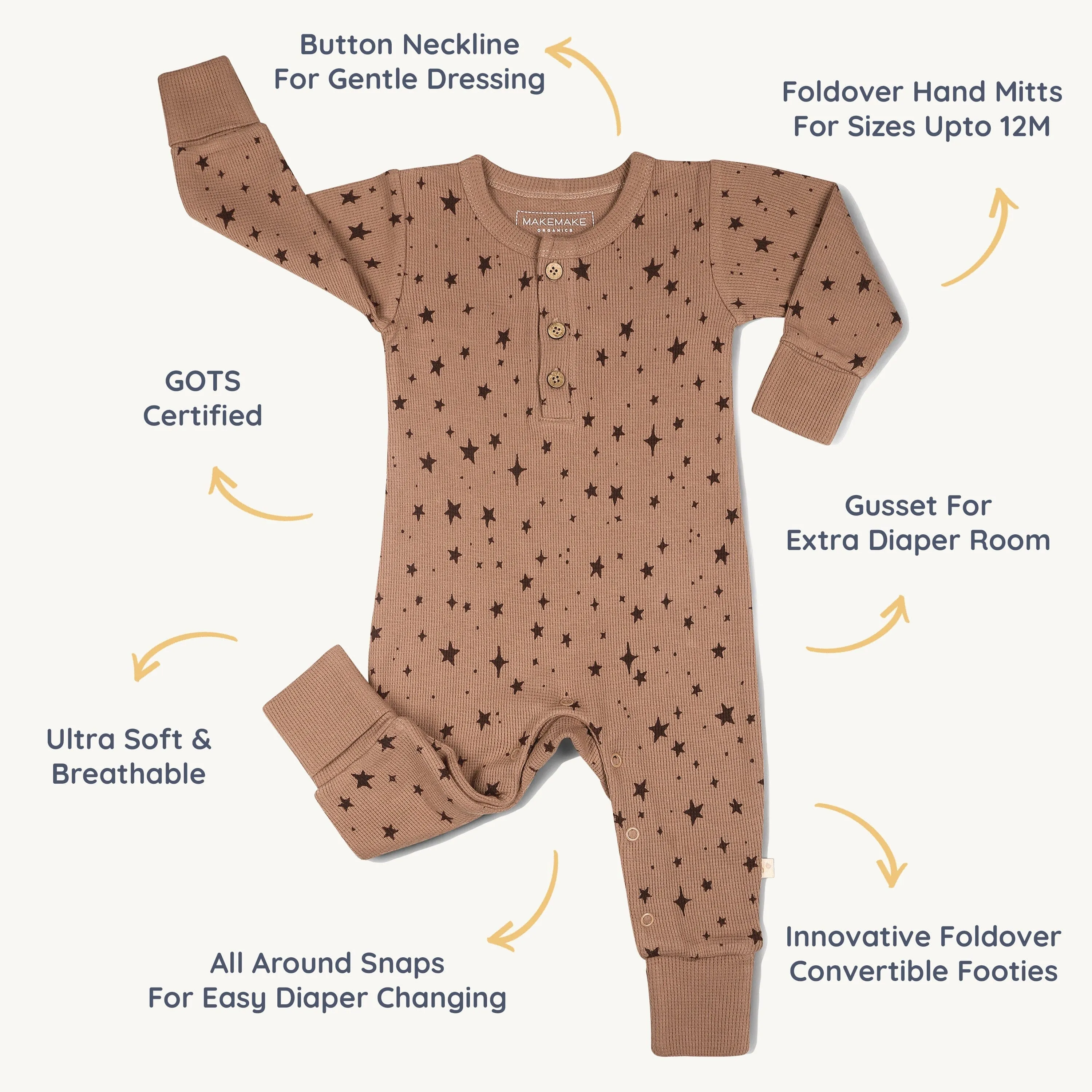 Organic Button Romper | Starstruck