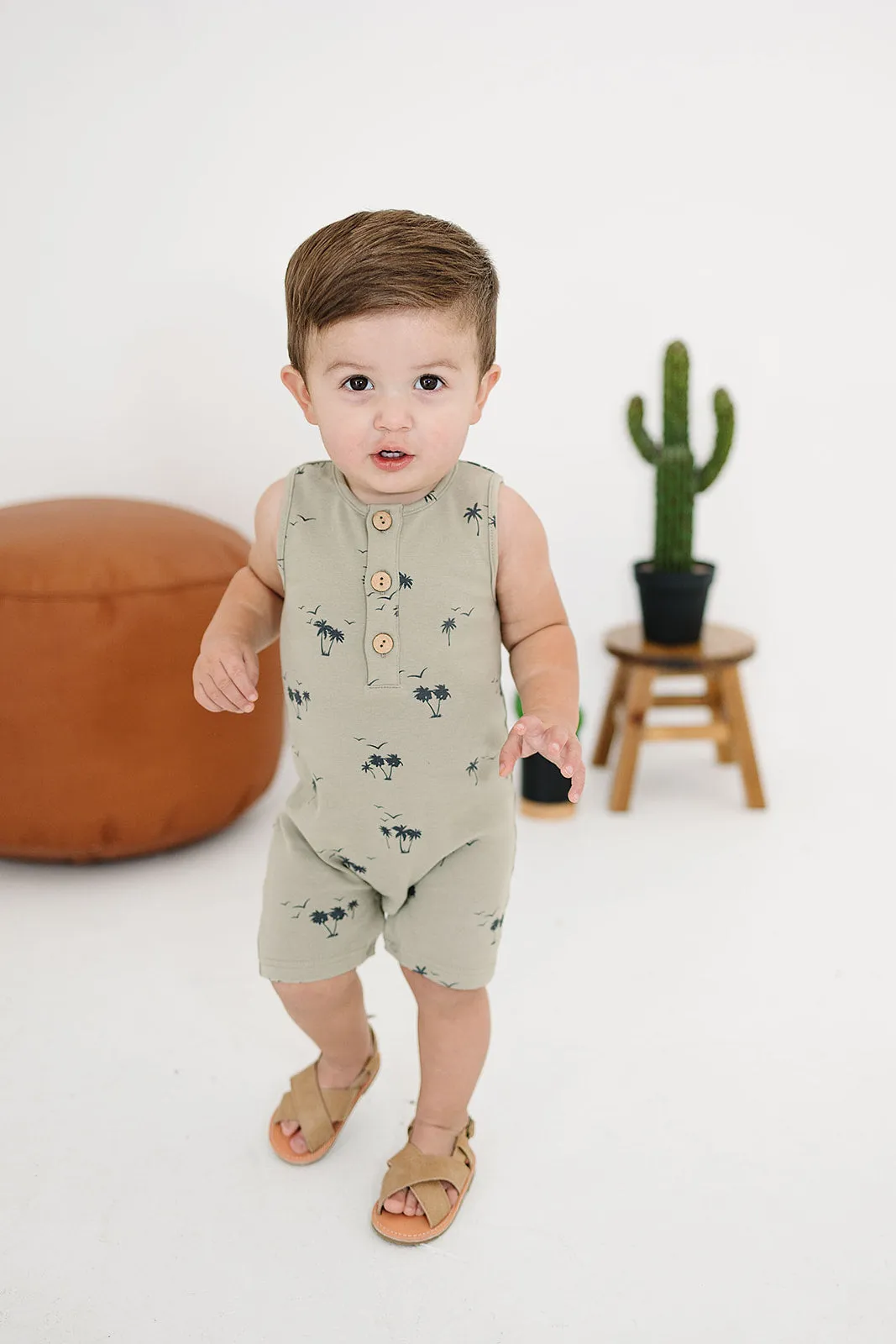 Palm Tree Short Romper