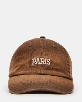 PARIS DAD CAP BROWN DISTRESSED