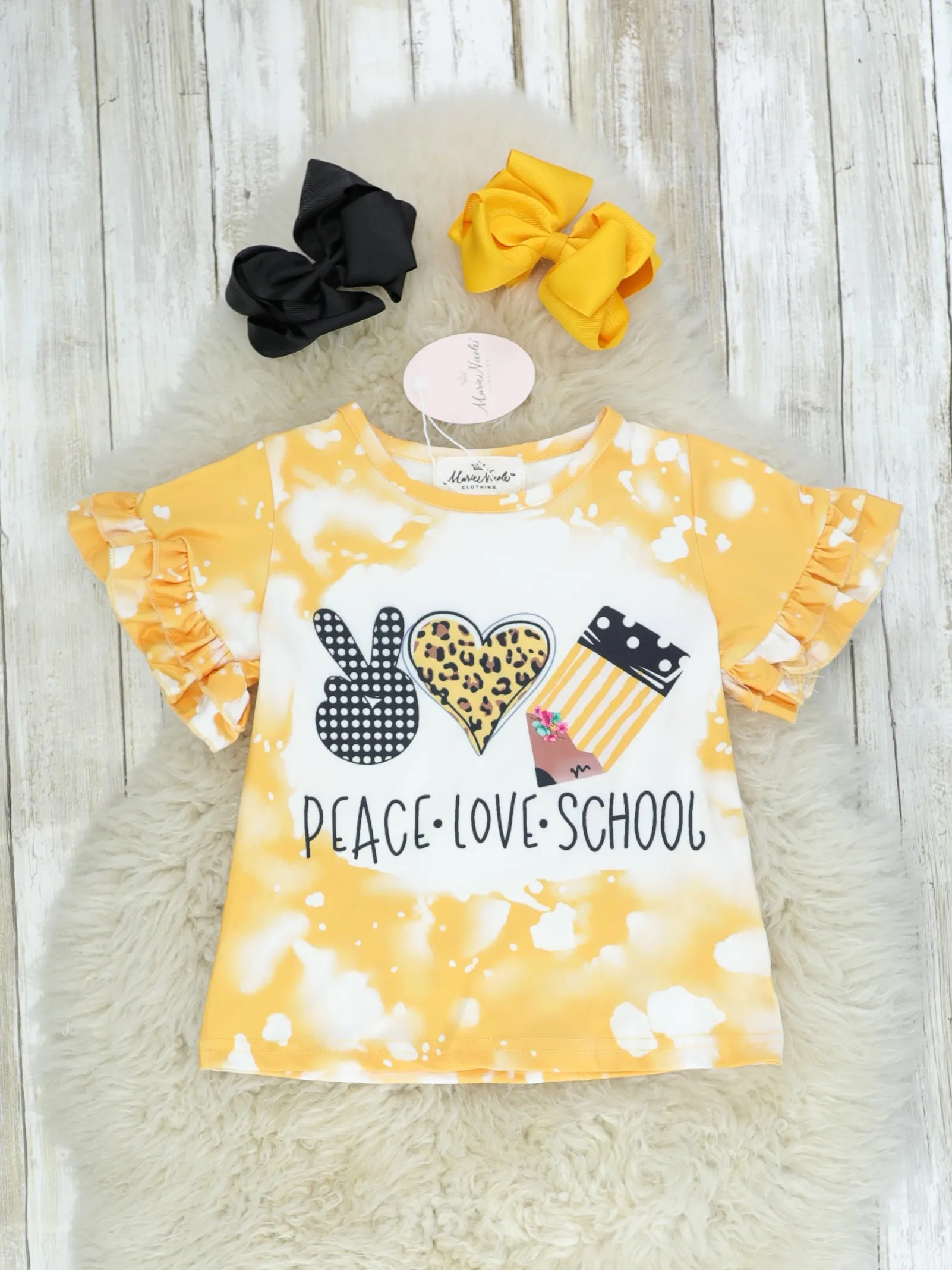 Peace, Love, School Ruffle Top