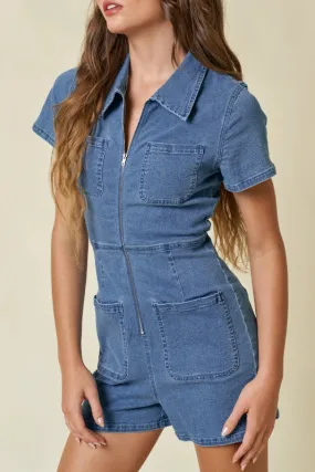 penny romper - denim