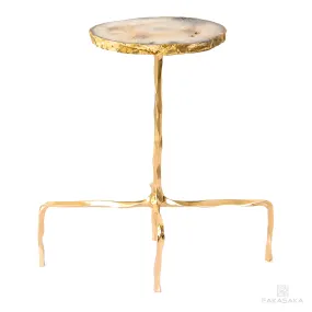 PRESLEY DRINK TABLE<br><br>AGATE<br>POLISHED BRONZE