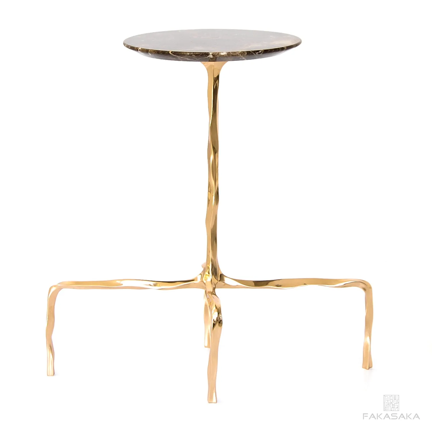 PRESLEY DRINK TABLE<br><br>MARRON IMPERIAL MARBLE<br>POLISHED BRONZE