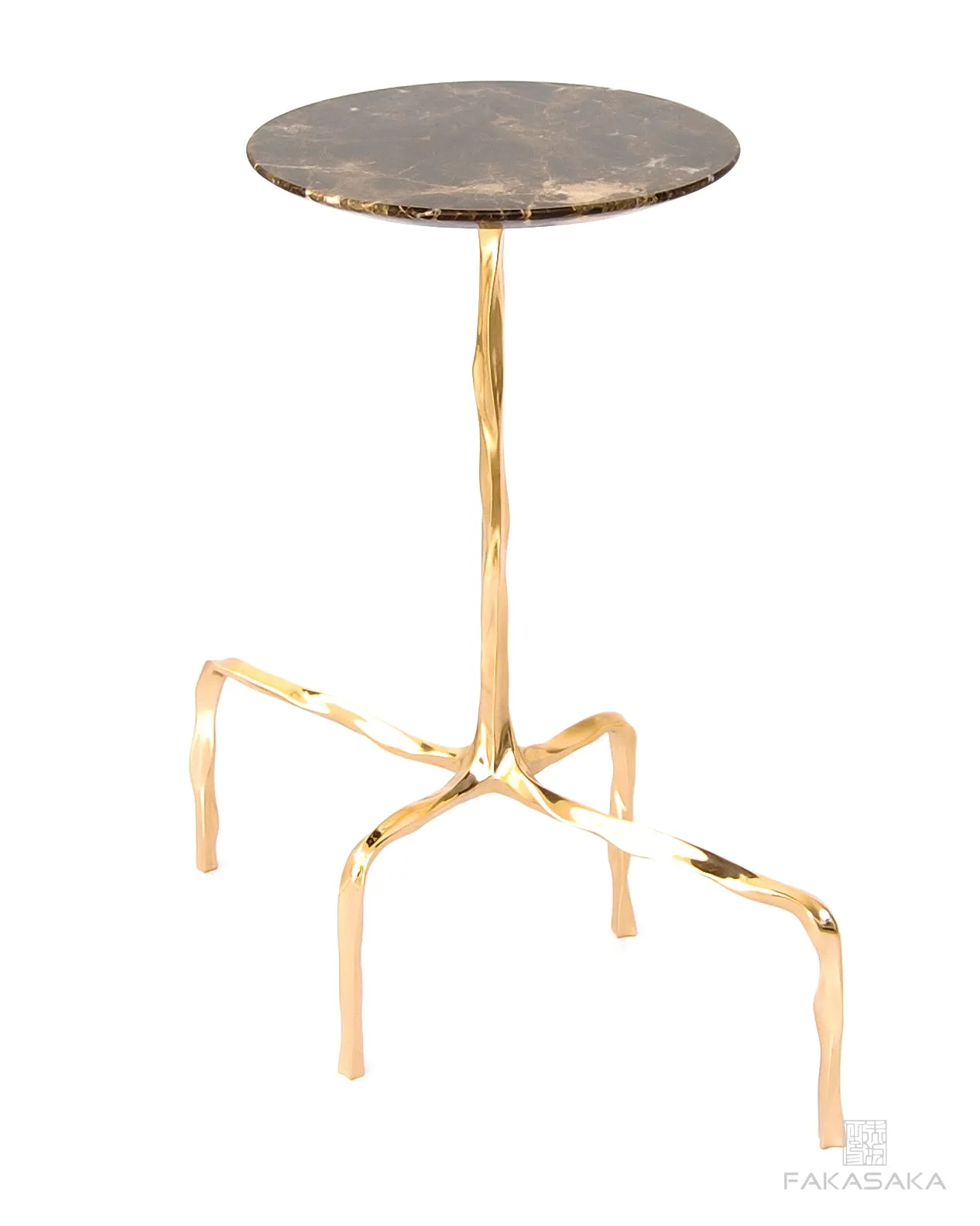 PRESLEY DRINK TABLE<br><br>MARRON IMPERIAL MARBLE<br>POLISHED BRONZE