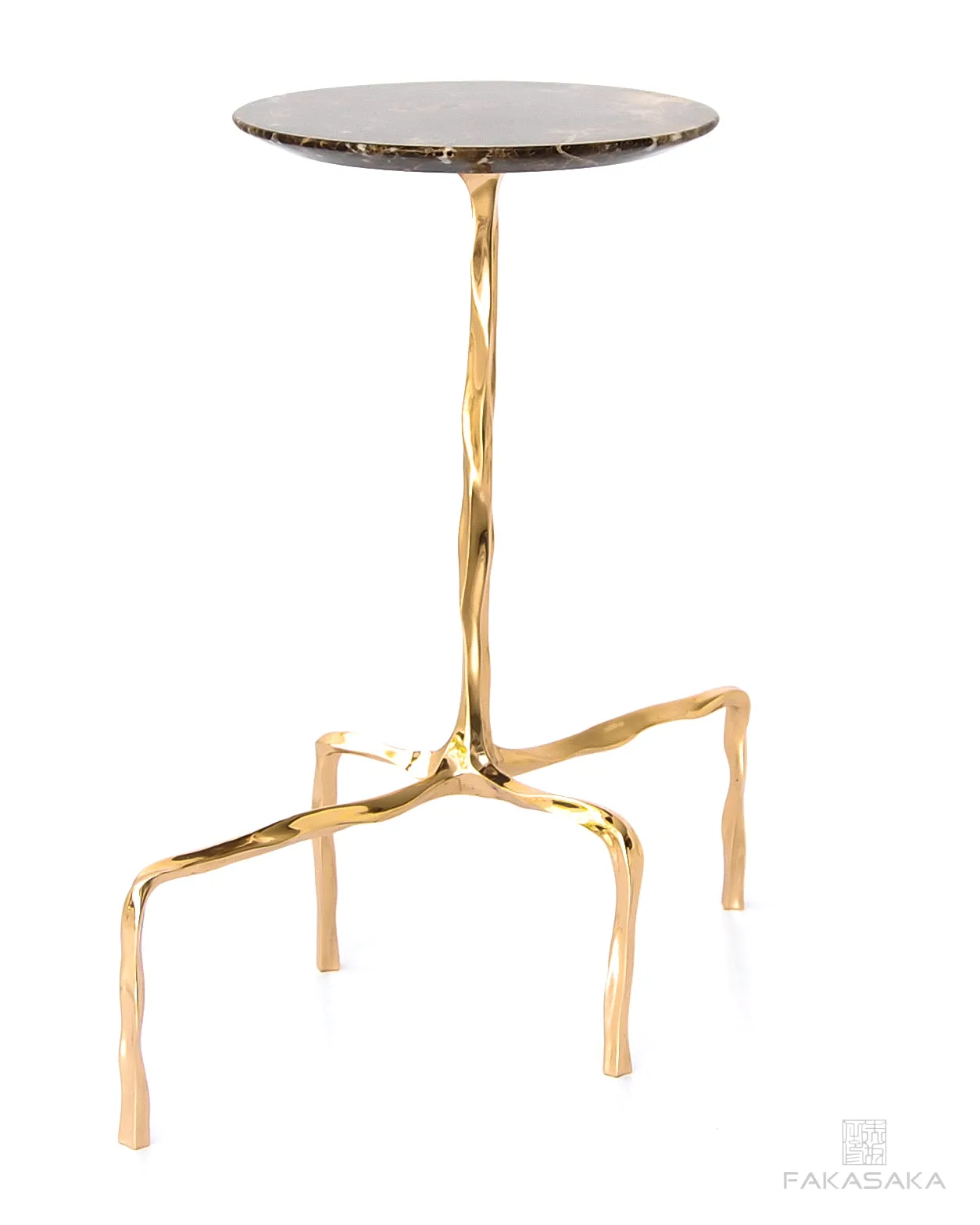 PRESLEY DRINK TABLE<br><br>MARRON IMPERIAL MARBLE<br>POLISHED BRONZE