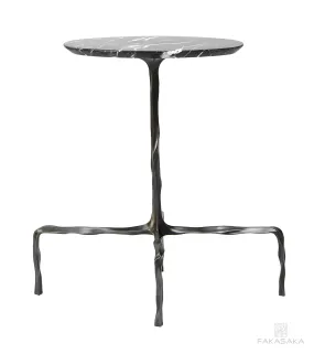 PRESLEY DRINK TABLE<br><br>NERO MARQUINA MARBLE<br>DARK BRONZE