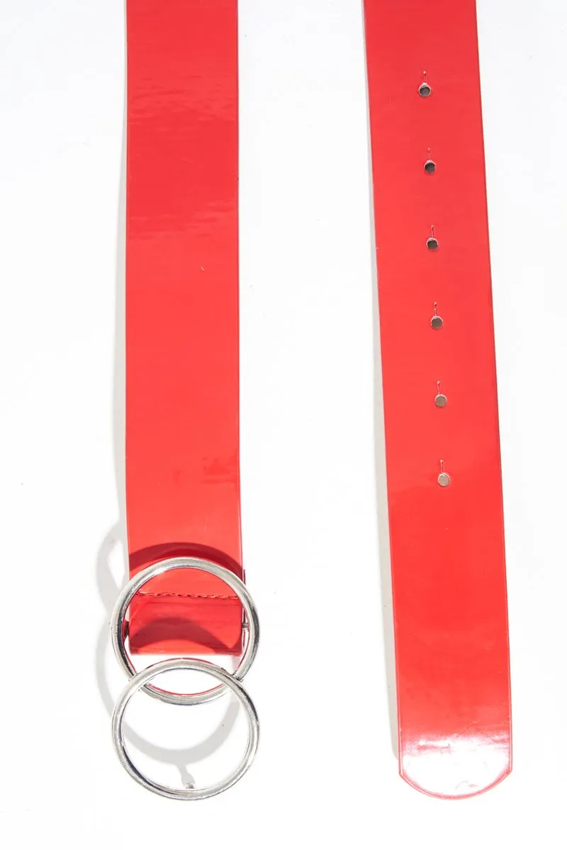 Red Basic Patent Double Circle Belt - Tansy