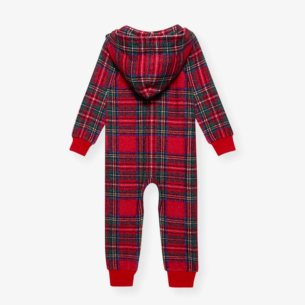 Red Tartan Plaid Pacci Hooded Jumpsuit