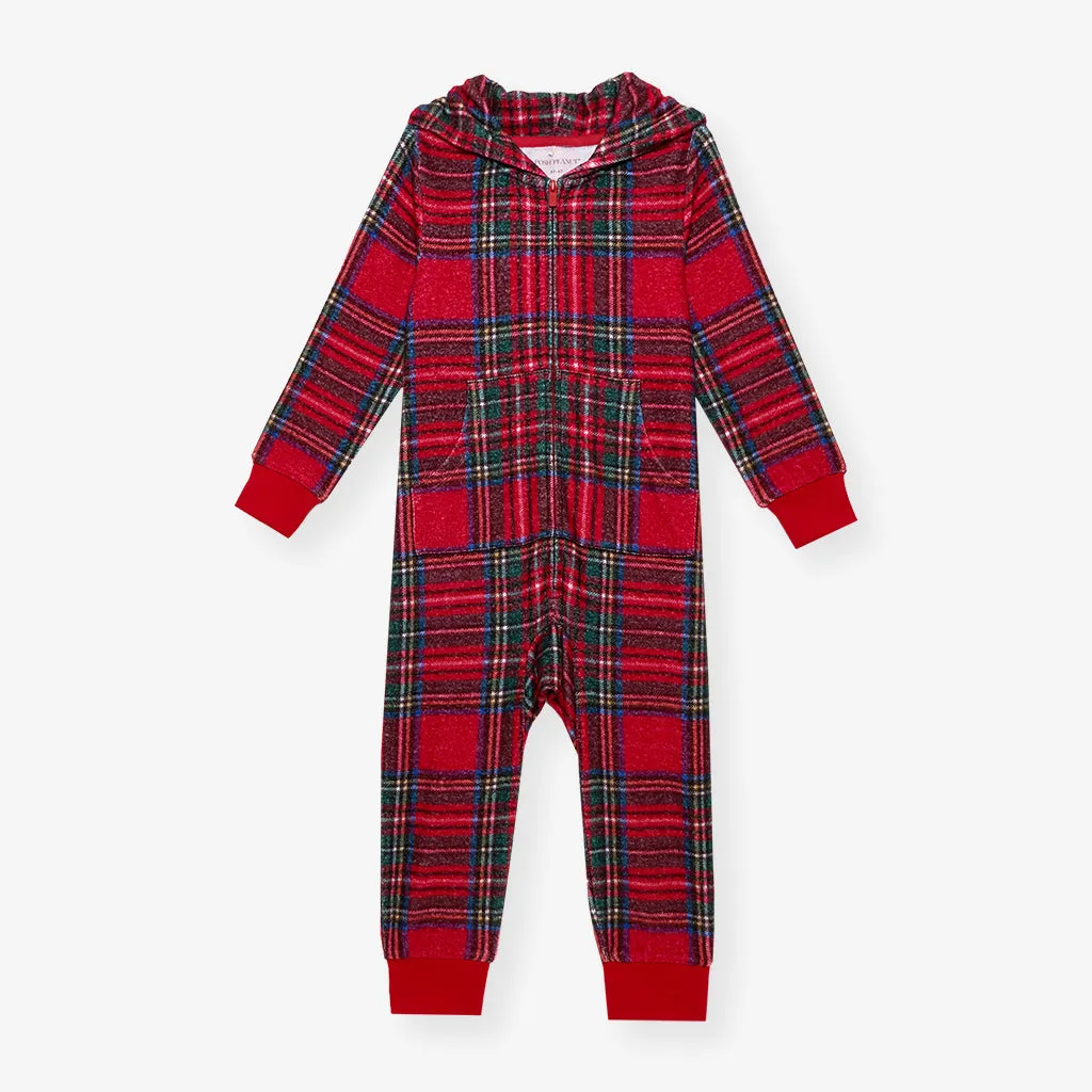 Red Tartan Plaid Pacci Hooded Jumpsuit