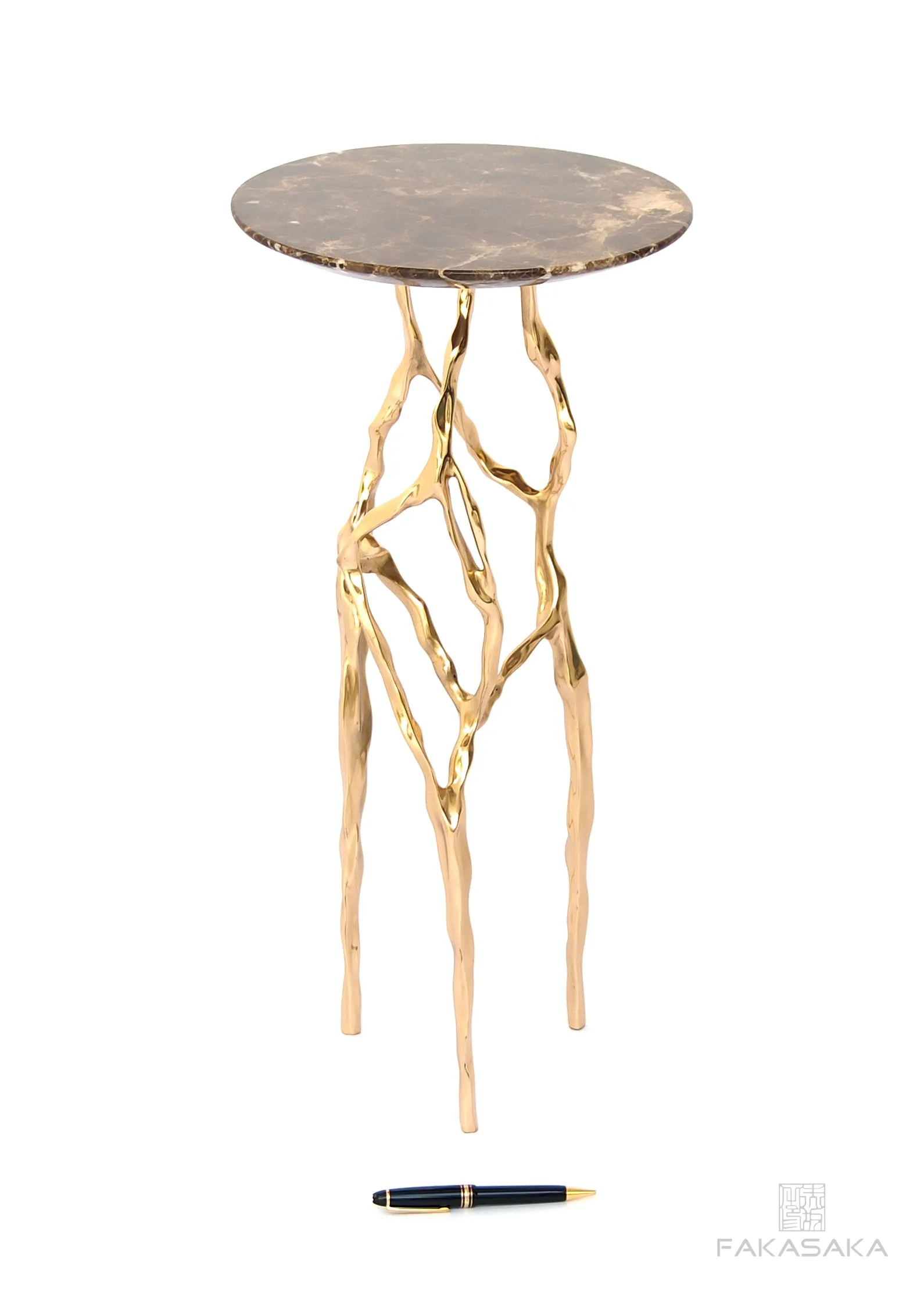 SID DRINK TABLE<br><br>MARRON IMPERIAL MARBLE<br>POLISHED BRONZE