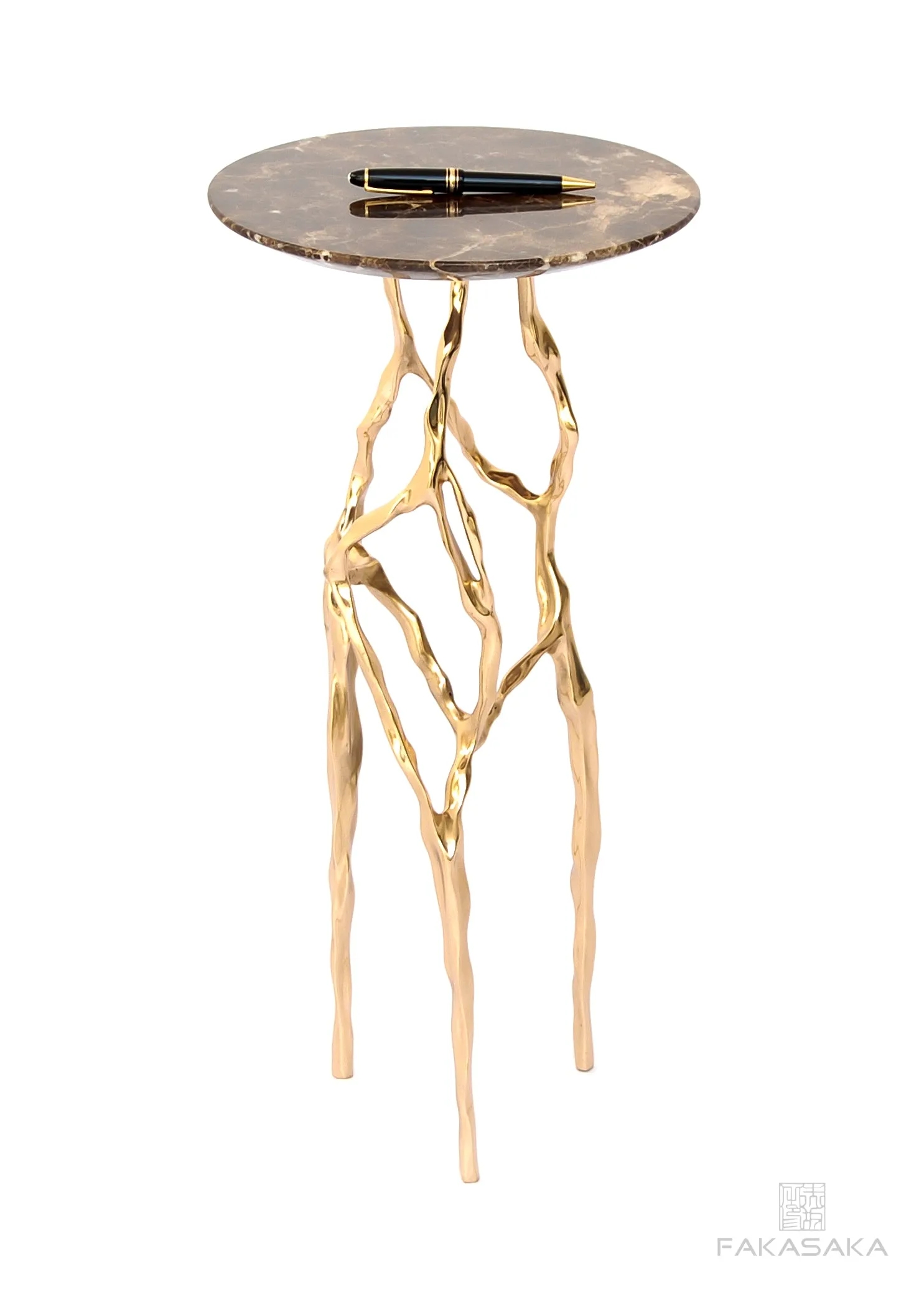 SID DRINK TABLE<br><br>MARRON IMPERIAL MARBLE<br>POLISHED BRONZE