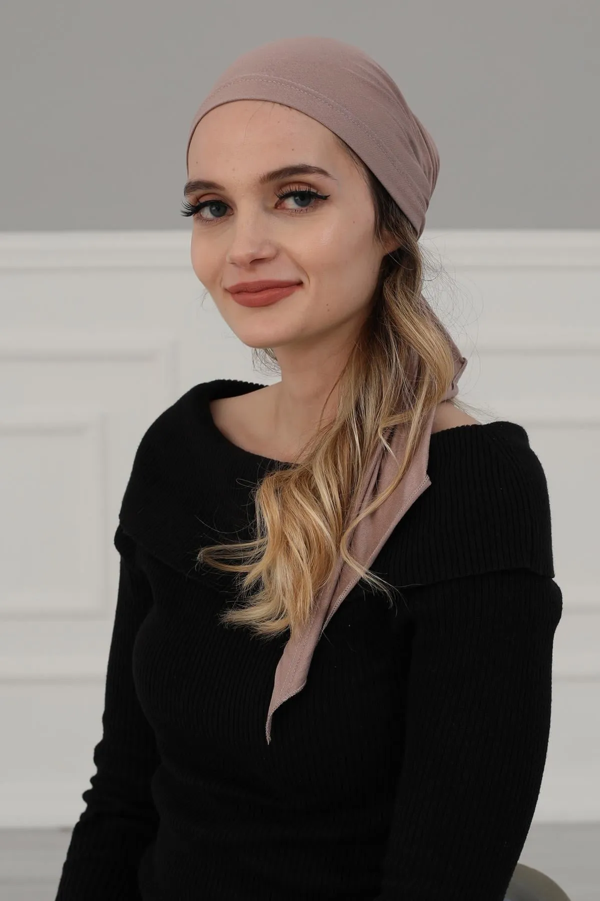 Simple Pre-Tied Turban Bonnet for Women, Easy Wear Chemo Headwear for Cancer Patients, Soft and Breathable Cotton Headwrap,B-47