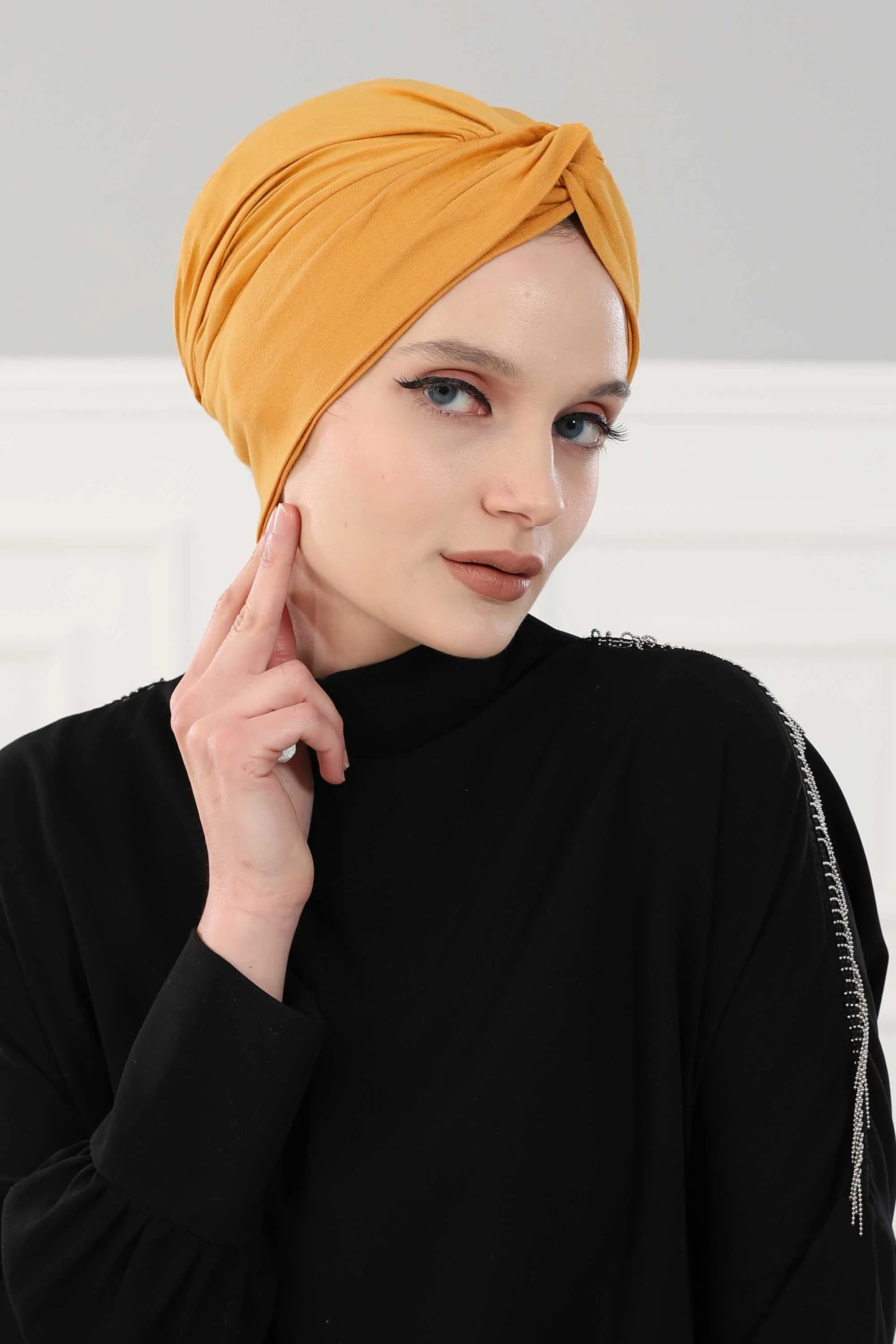 Simple Pre-Tied Turban Bonnet for Women, Easy Wear Chemo Headwear for Cancer Patients, Soft and Breathable Cotton Headwrap,B-47