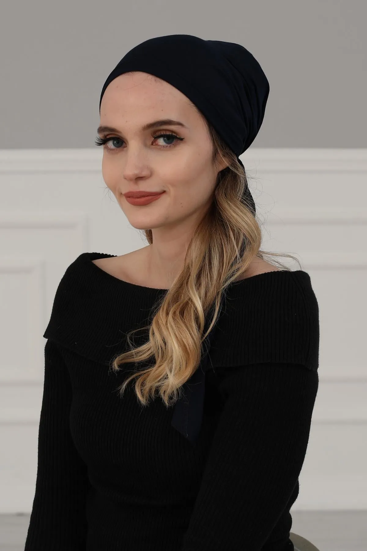 Simple Pre-Tied Turban Bonnet for Women, Easy Wear Chemo Headwear for Cancer Patients, Soft and Breathable Cotton Headwrap,B-47