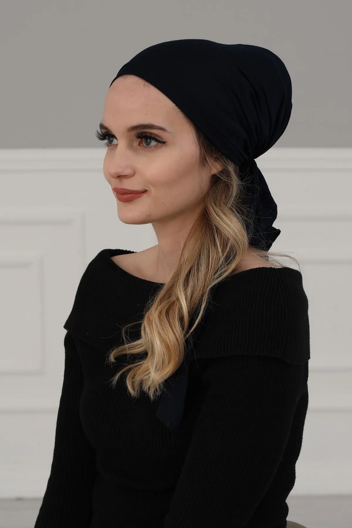 Simple Pre-Tied Turban Bonnet for Women, Easy Wear Chemo Headwear for Cancer Patients, Soft and Breathable Cotton Headwrap,B-47