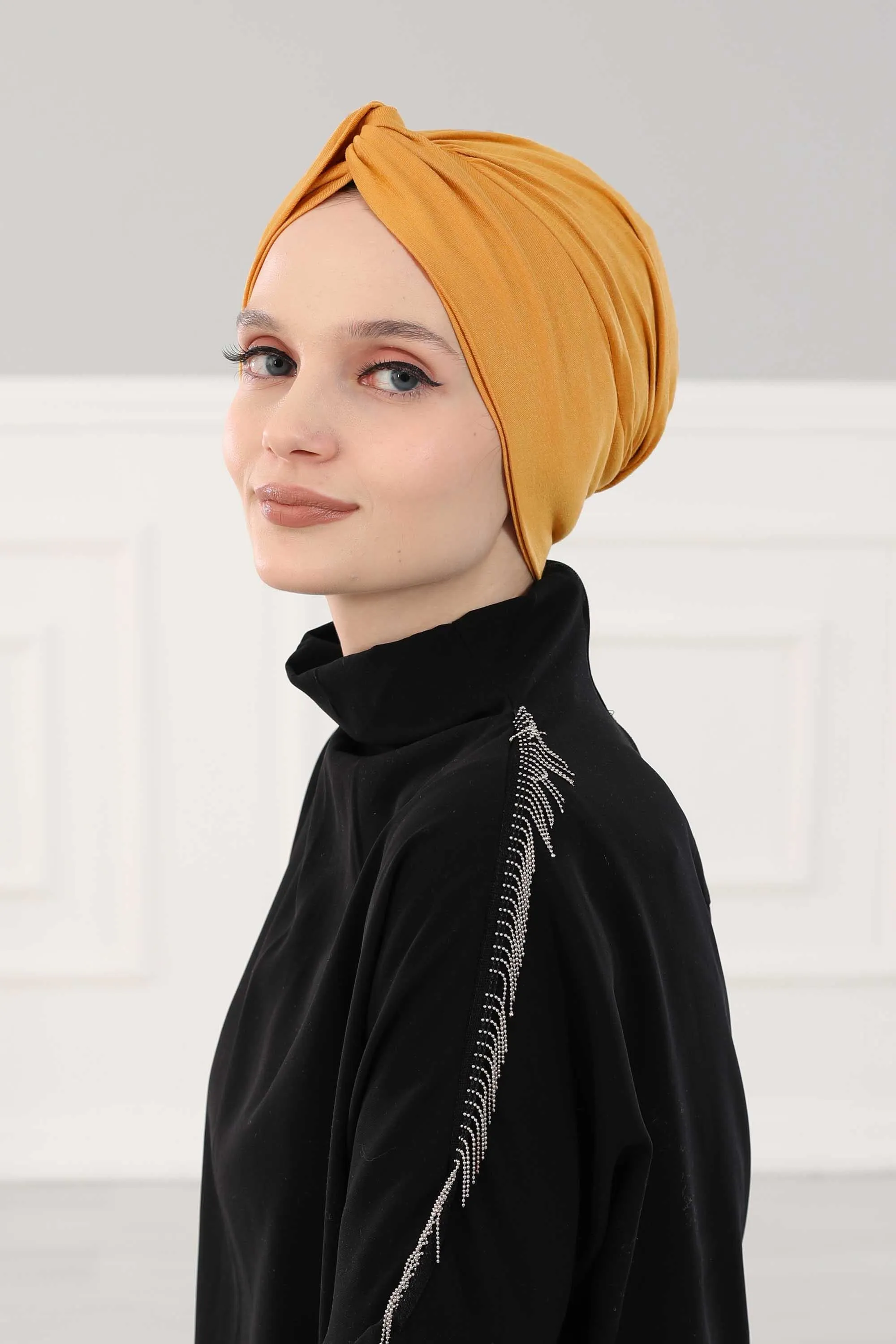 Simple Pre-Tied Turban Bonnet for Women, Easy Wear Chemo Headwear for Cancer Patients, Soft and Breathable Cotton Headwrap,B-47