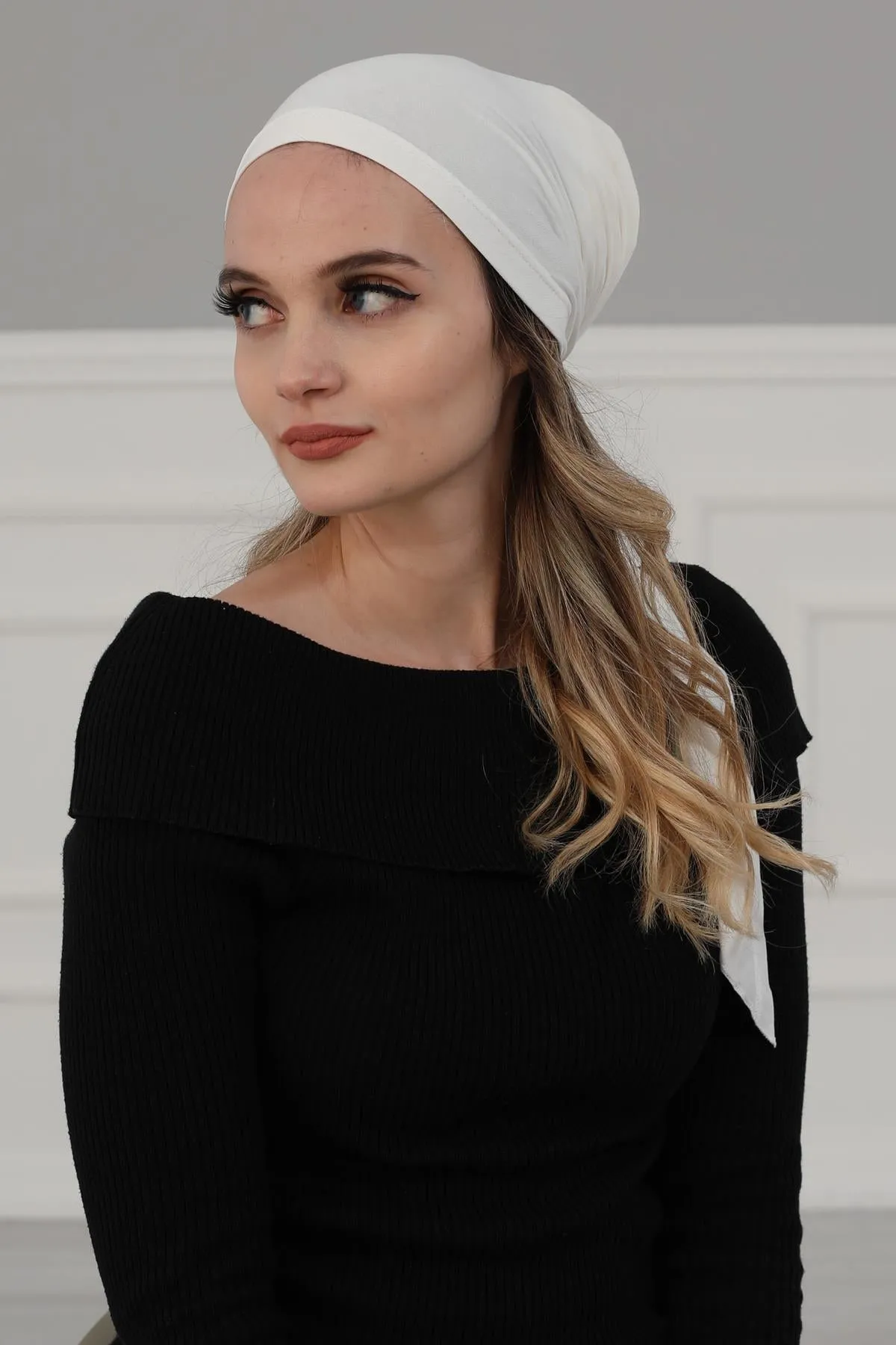 Simple Pre-Tied Turban Bonnet for Women, Easy Wear Chemo Headwear for Cancer Patients, Soft and Breathable Cotton Headwrap,B-47