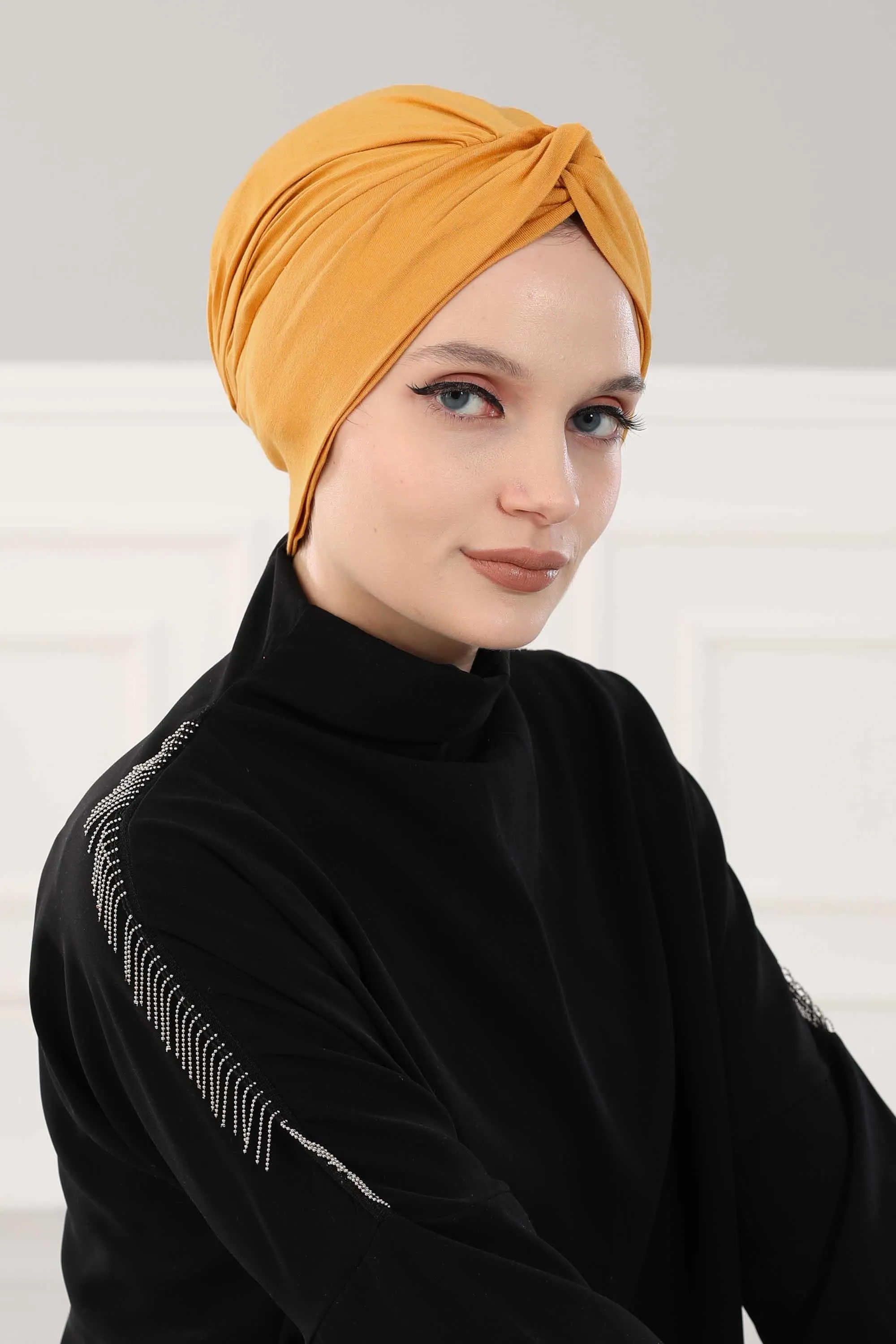 Simple Pre-Tied Turban Bonnet for Women, Easy Wear Chemo Headwear for Cancer Patients, Soft and Breathable Cotton Headwrap,B-47