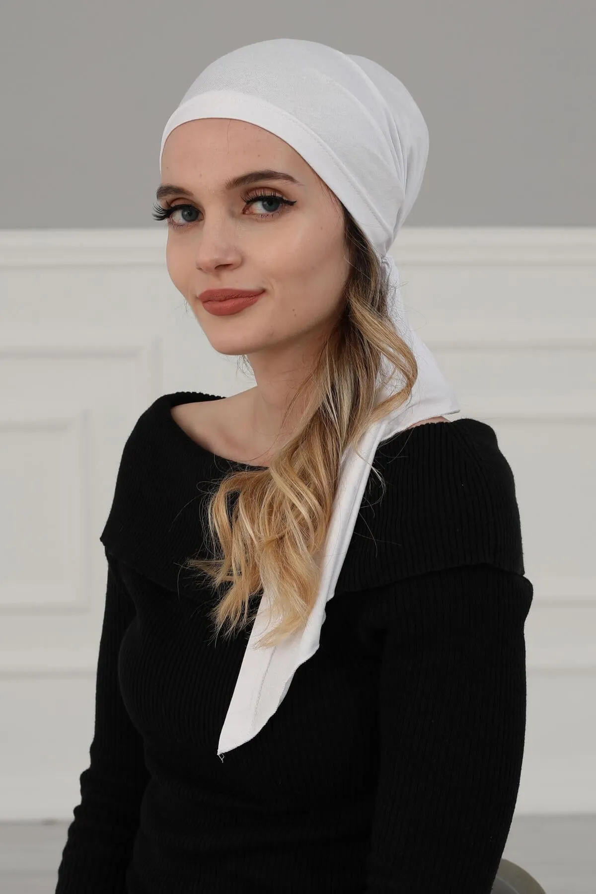 Simple Pre-Tied Turban Bonnet for Women, Easy Wear Chemo Headwear for Cancer Patients, Soft and Breathable Cotton Headwrap,B-47