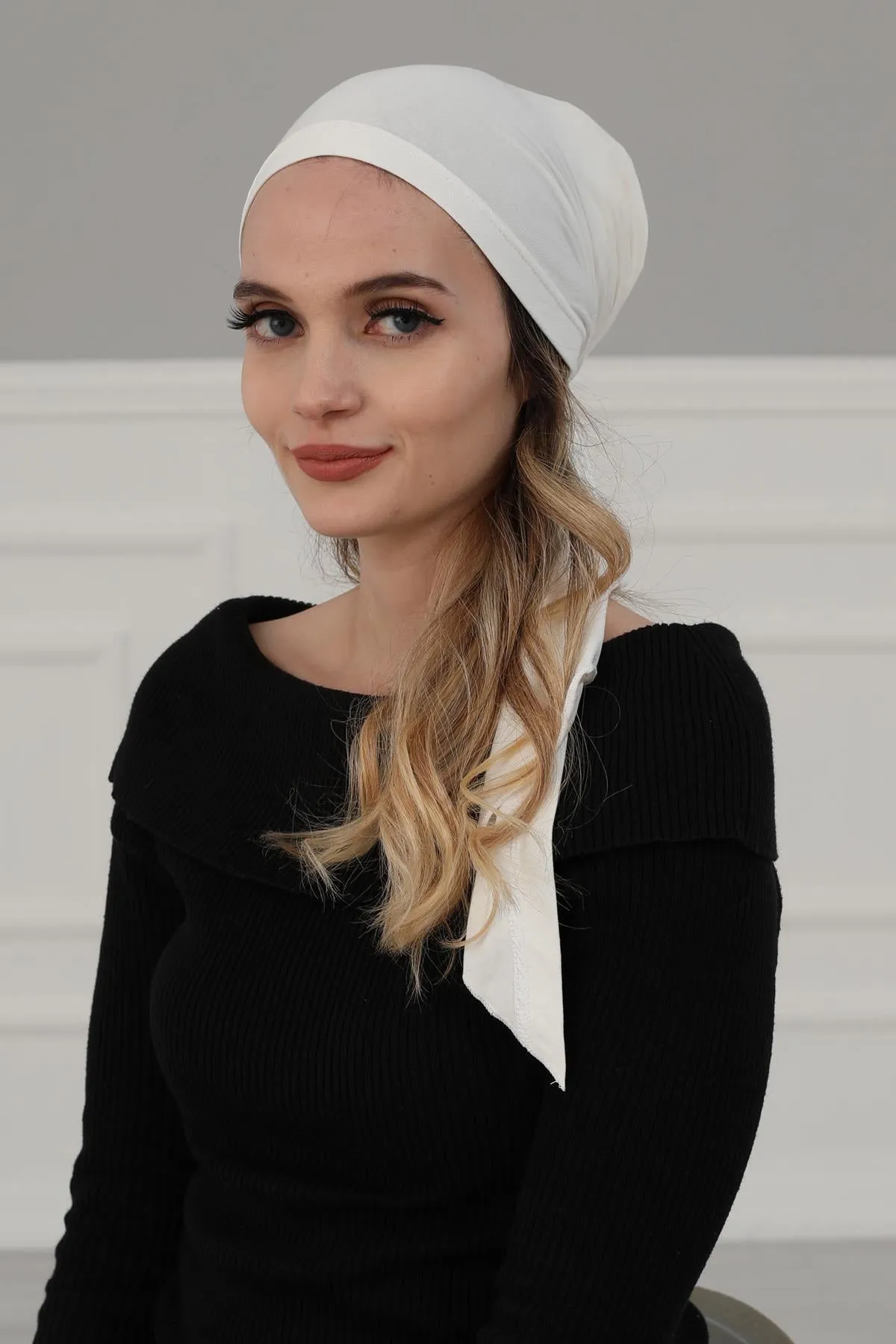 Simple Pre-Tied Turban Bonnet for Women, Easy Wear Chemo Headwear for Cancer Patients, Soft and Breathable Cotton Headwrap,B-47