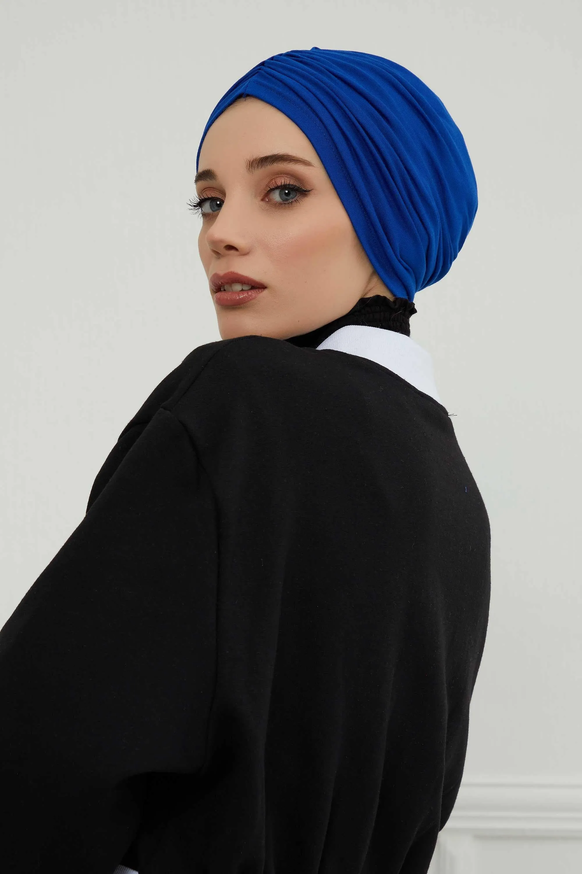 Soft Pre-Tied Shirred Turban for Women, Cotton Instant Turban Headwrap, Hair Loss & Chemo Friendly Bonnet Cap with Chic Shirred Design,B-20