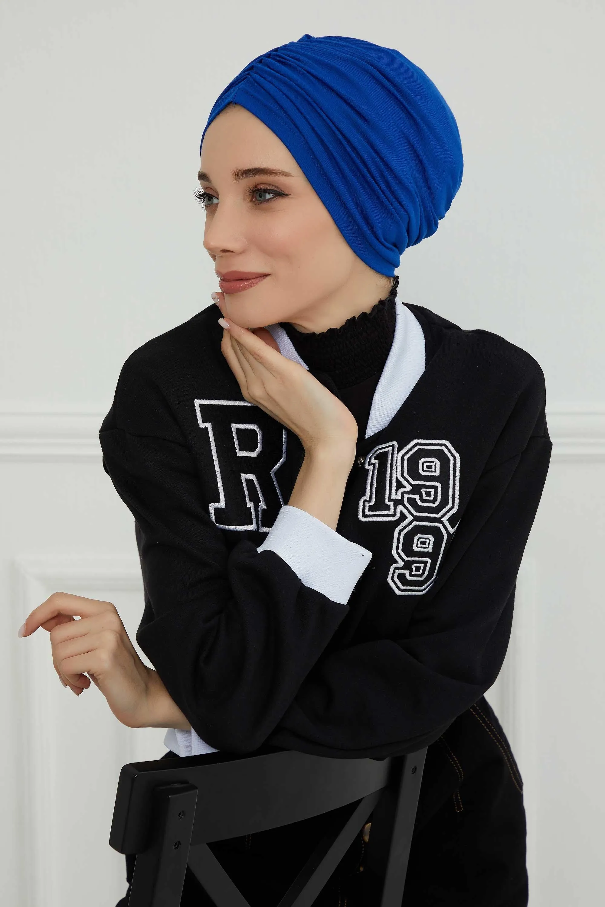 Soft Pre-Tied Shirred Turban for Women, Cotton Instant Turban Headwrap, Hair Loss & Chemo Friendly Bonnet Cap with Chic Shirred Design,B-20