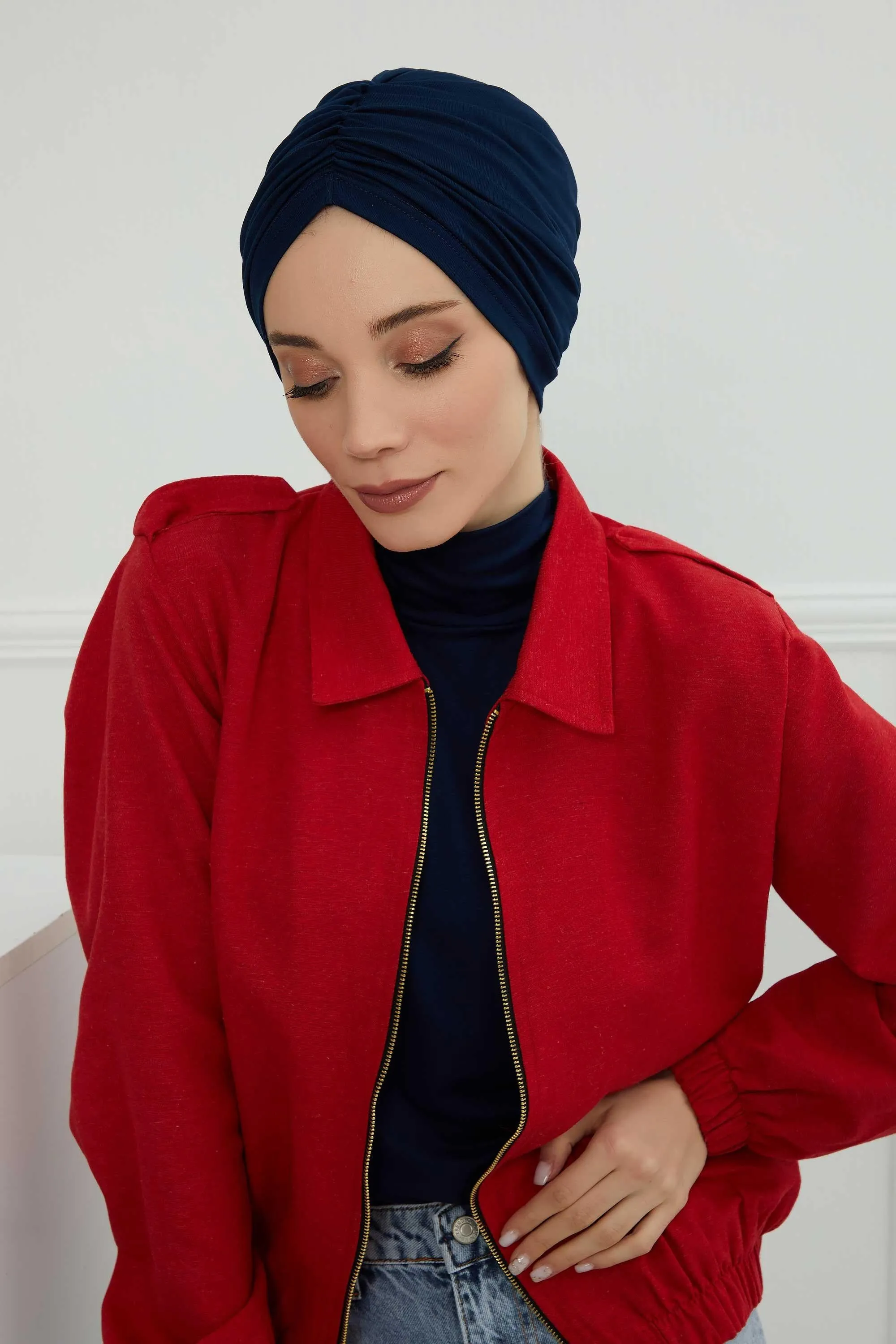 Soft Pre-Tied Shirred Turban for Women, Cotton Instant Turban Headwrap, Hair Loss & Chemo Friendly Bonnet Cap with Chic Shirred Design,B-20