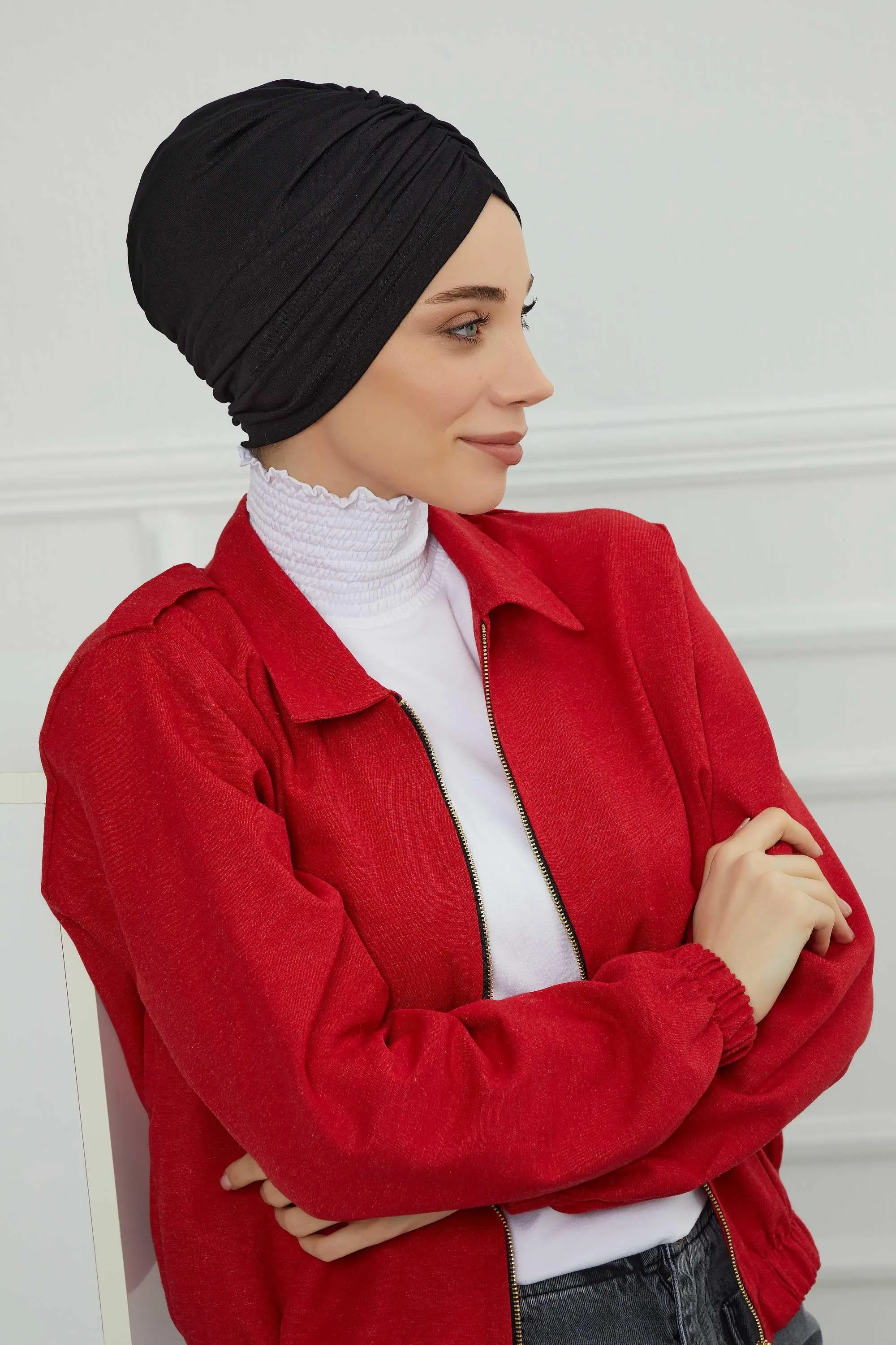 Soft Pre-Tied Shirred Turban for Women, Cotton Instant Turban Headwrap, Hair Loss & Chemo Friendly Bonnet Cap with Chic Shirred Design,B-20