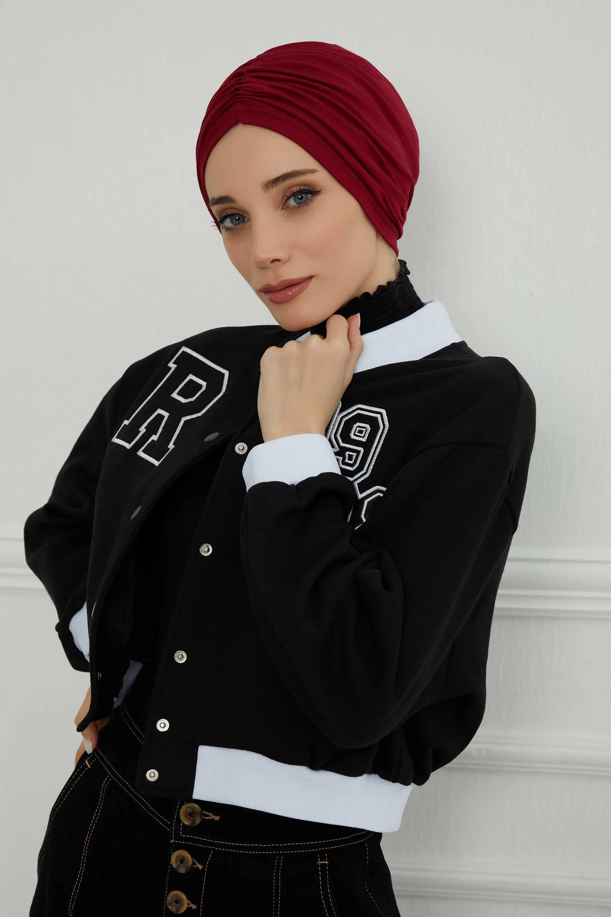 Soft Pre-Tied Shirred Turban for Women, Cotton Instant Turban Headwrap, Hair Loss & Chemo Friendly Bonnet Cap with Chic Shirred Design,B-20