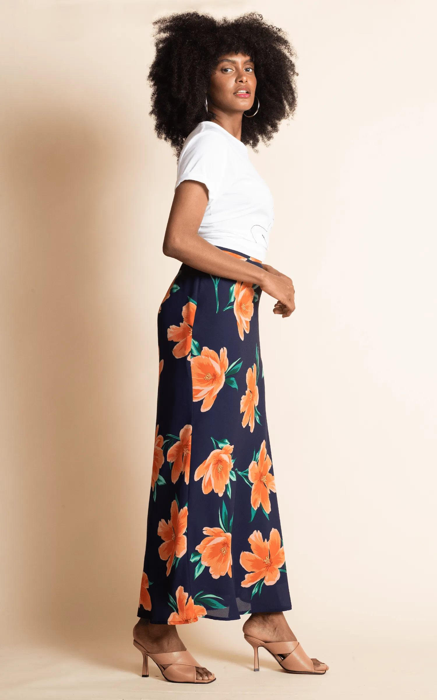 Sophie Skirt in Orange on Navy Tulip