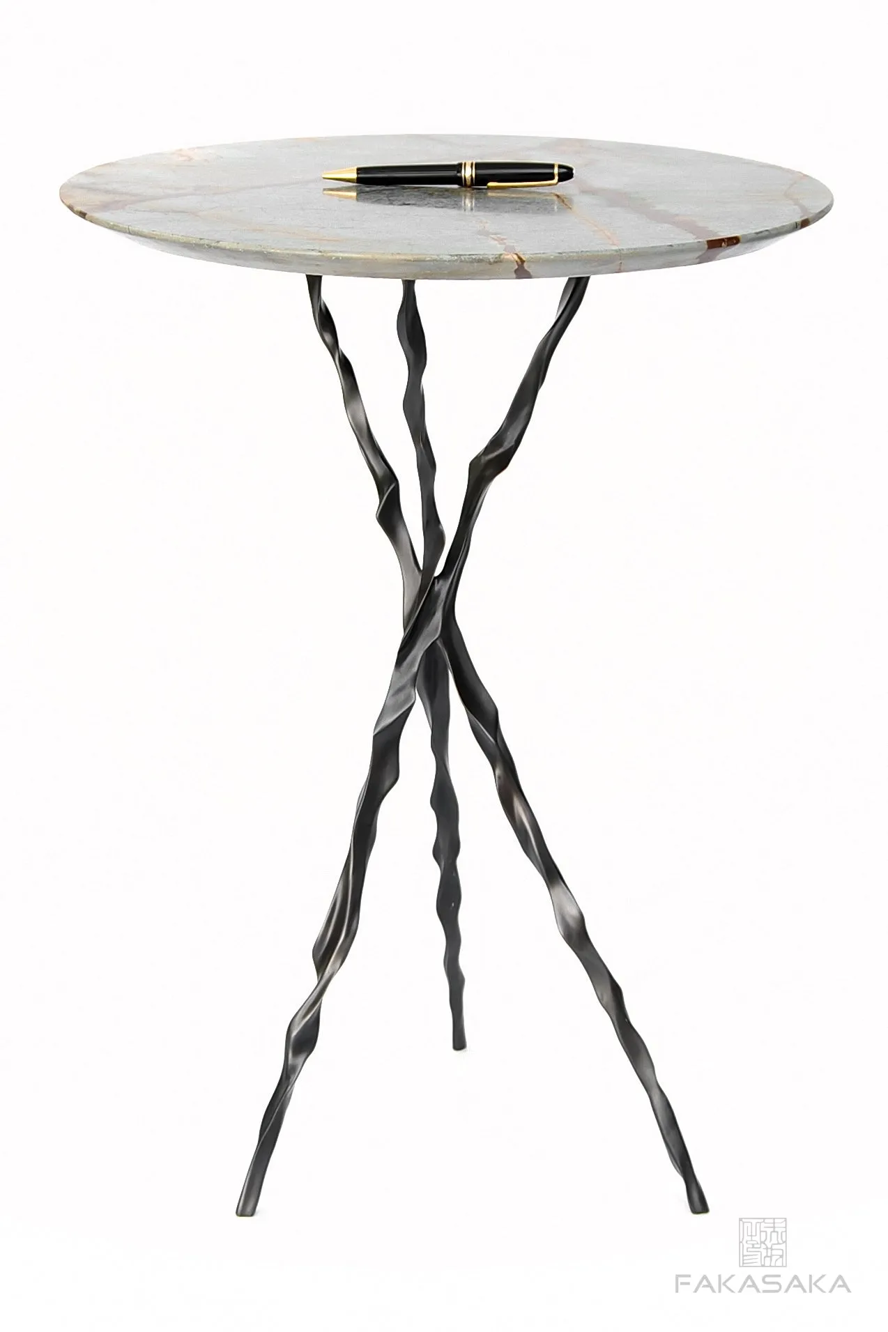 THOM DRINK TABLE<br><br>BLUE MARE QUARTZITE<br>DARK BRONZE