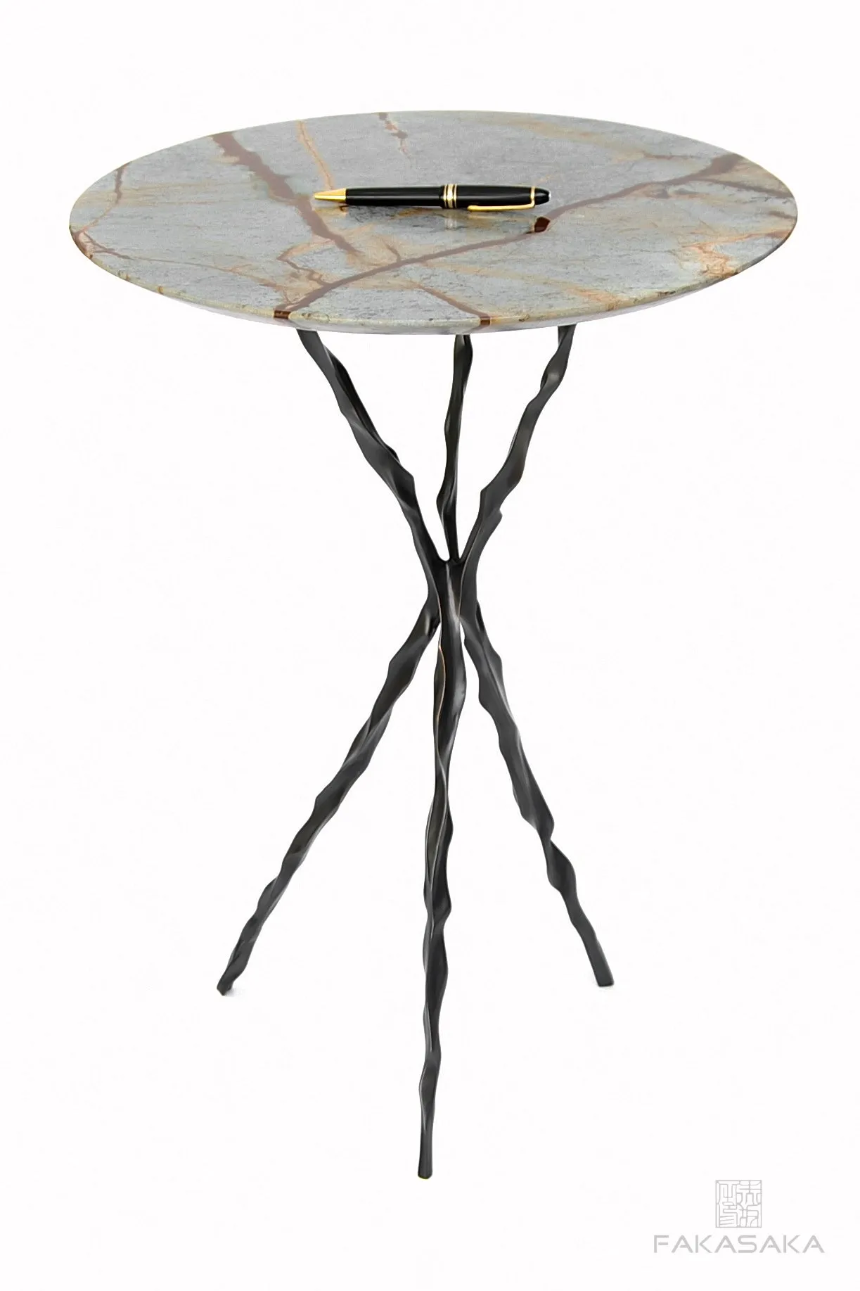 THOM DRINK TABLE<br><br>BLUE MARE QUARTZITE<br>DARK BRONZE