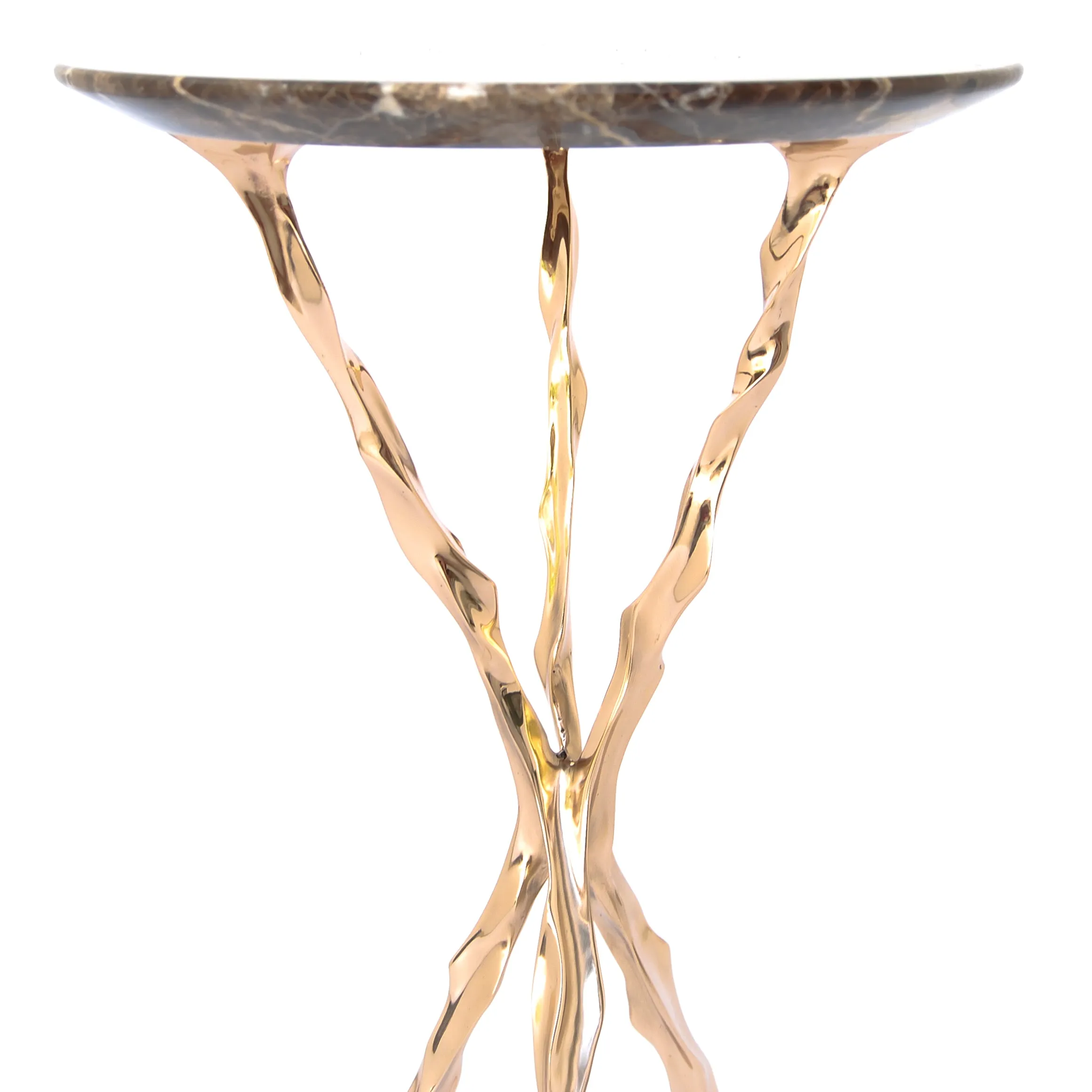 THOM DRINK TABLE<br><br>MARRON IMPERIAL MARBLE<br>POLISHED BRONZE