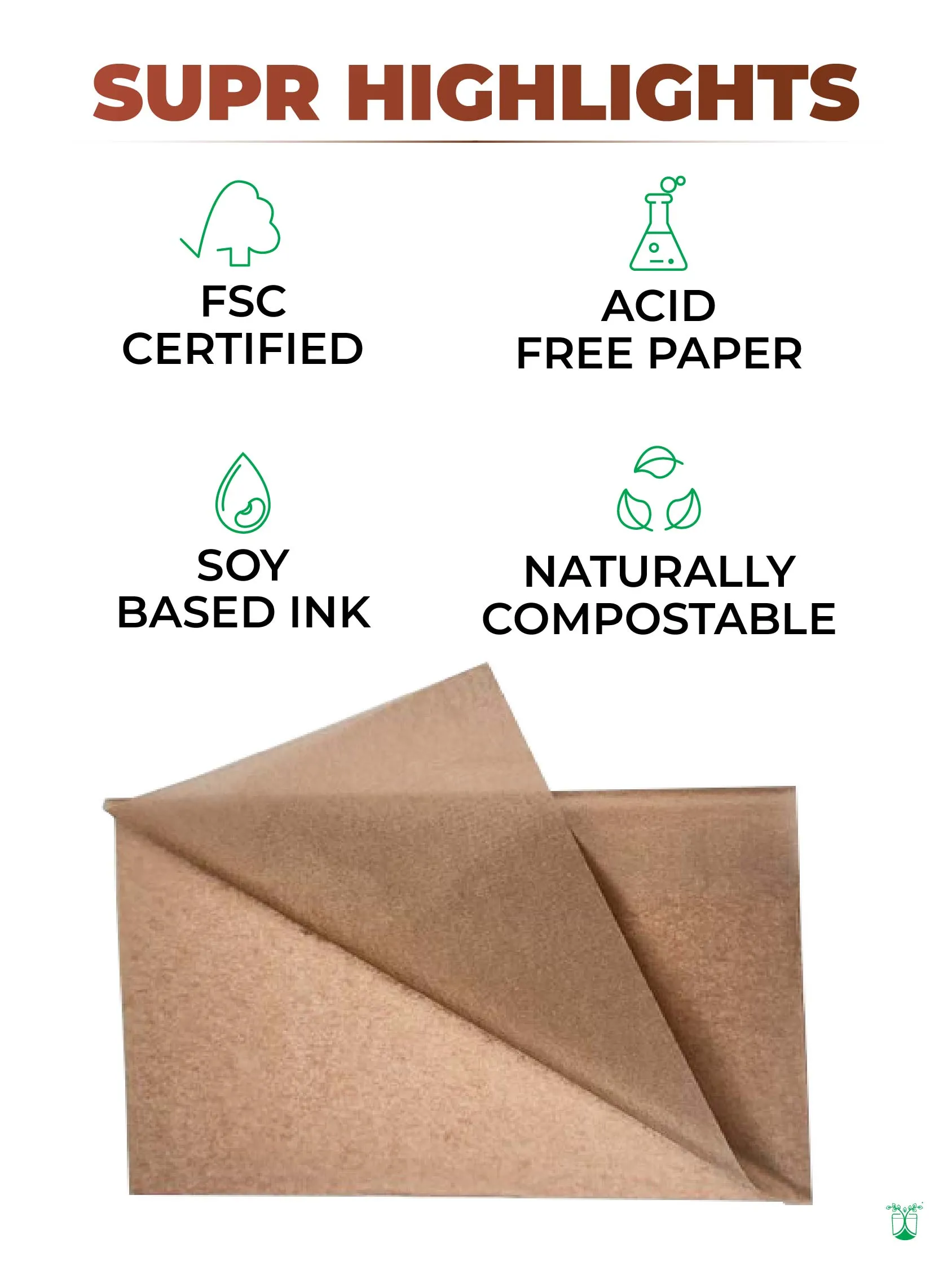 Tissue Paper (Moss Brown). Acid-free & Sustainable Wrapping Paper.