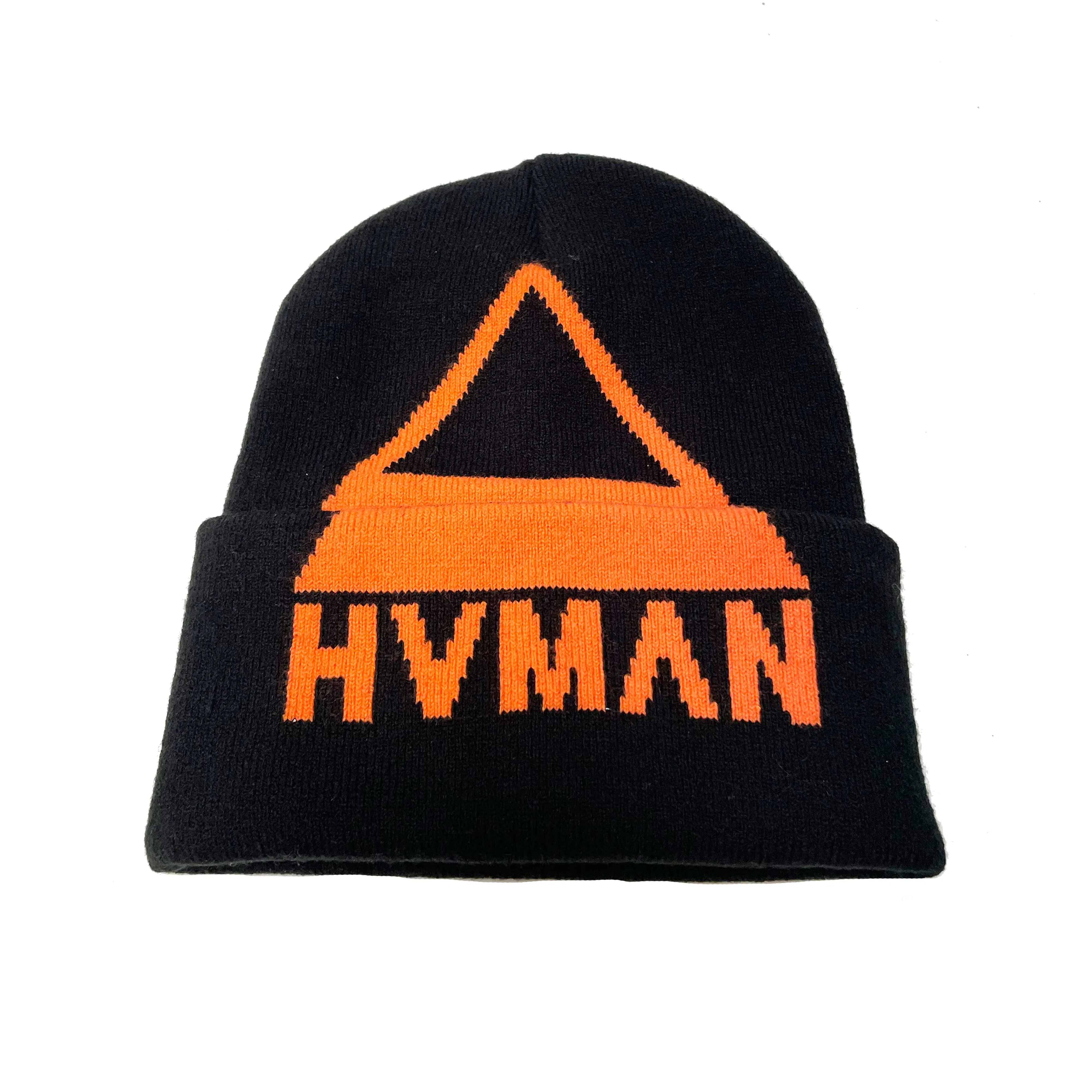 TRIANGLE KNIT CAP IN BLACK /W RED LOGO