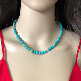 Turquoise Mosaic and Gold Toho Beaded Necklace