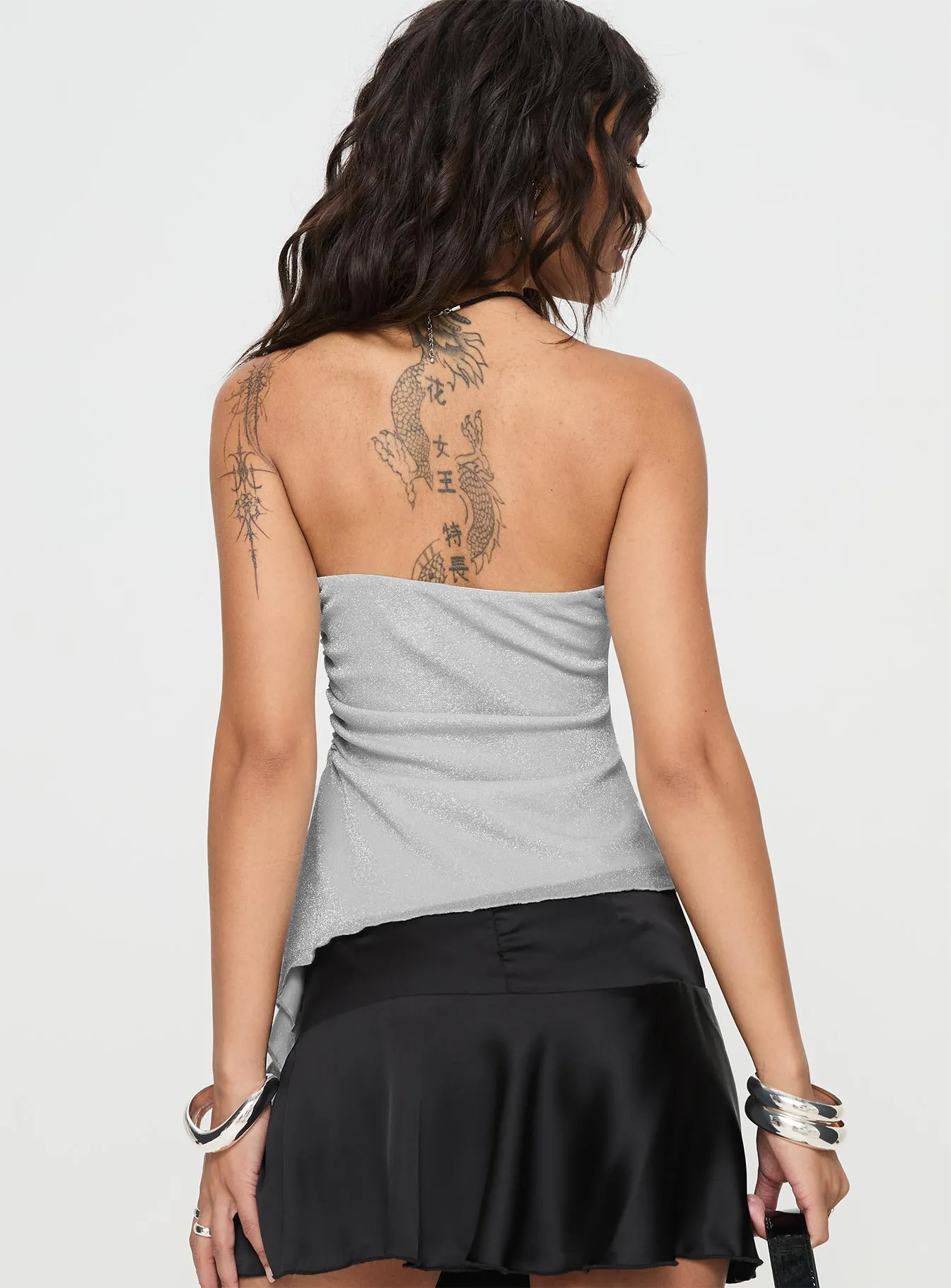 Zechariah Strapless Top Silver